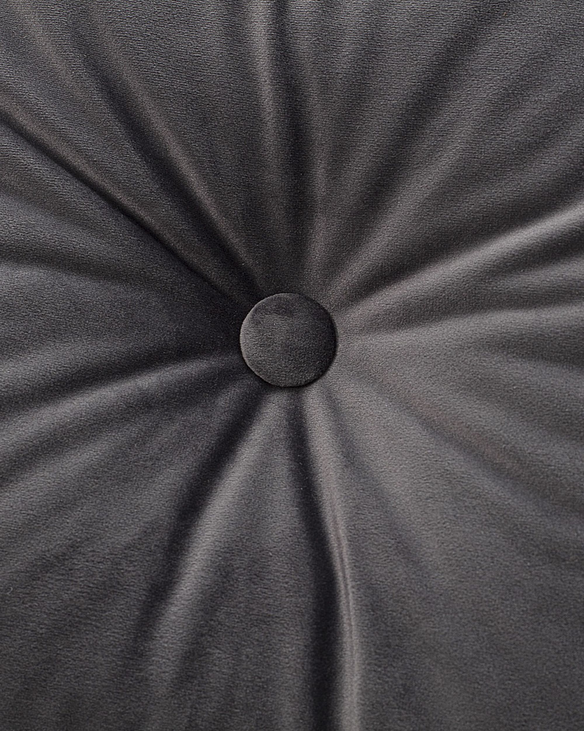 Pernă pătrată Velvet cu nasture culoare gri Țesătură gloss, catifea (hover)