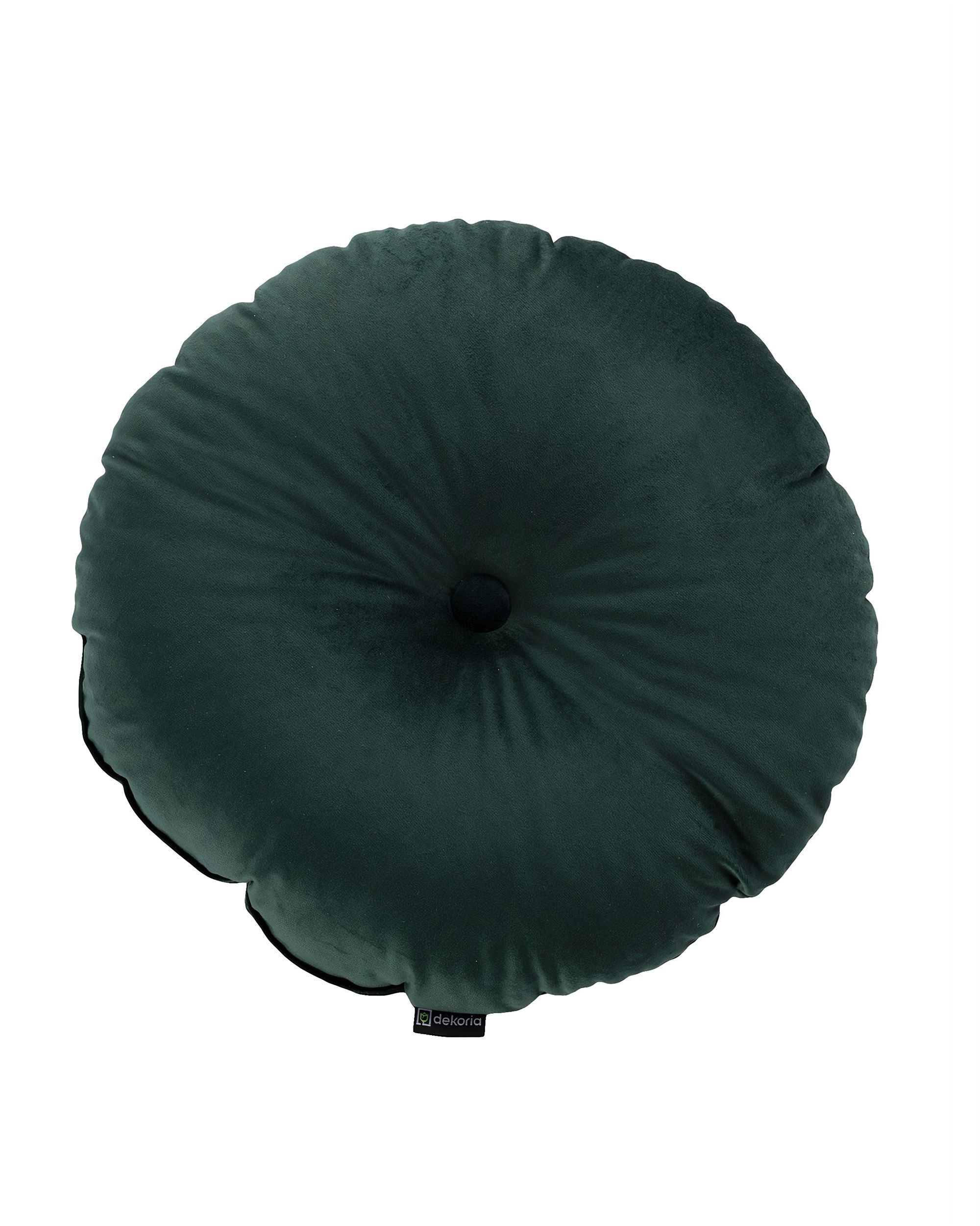 Pernă rotundă din catifea cu buton culoare verde Țesătură gloss, catifea