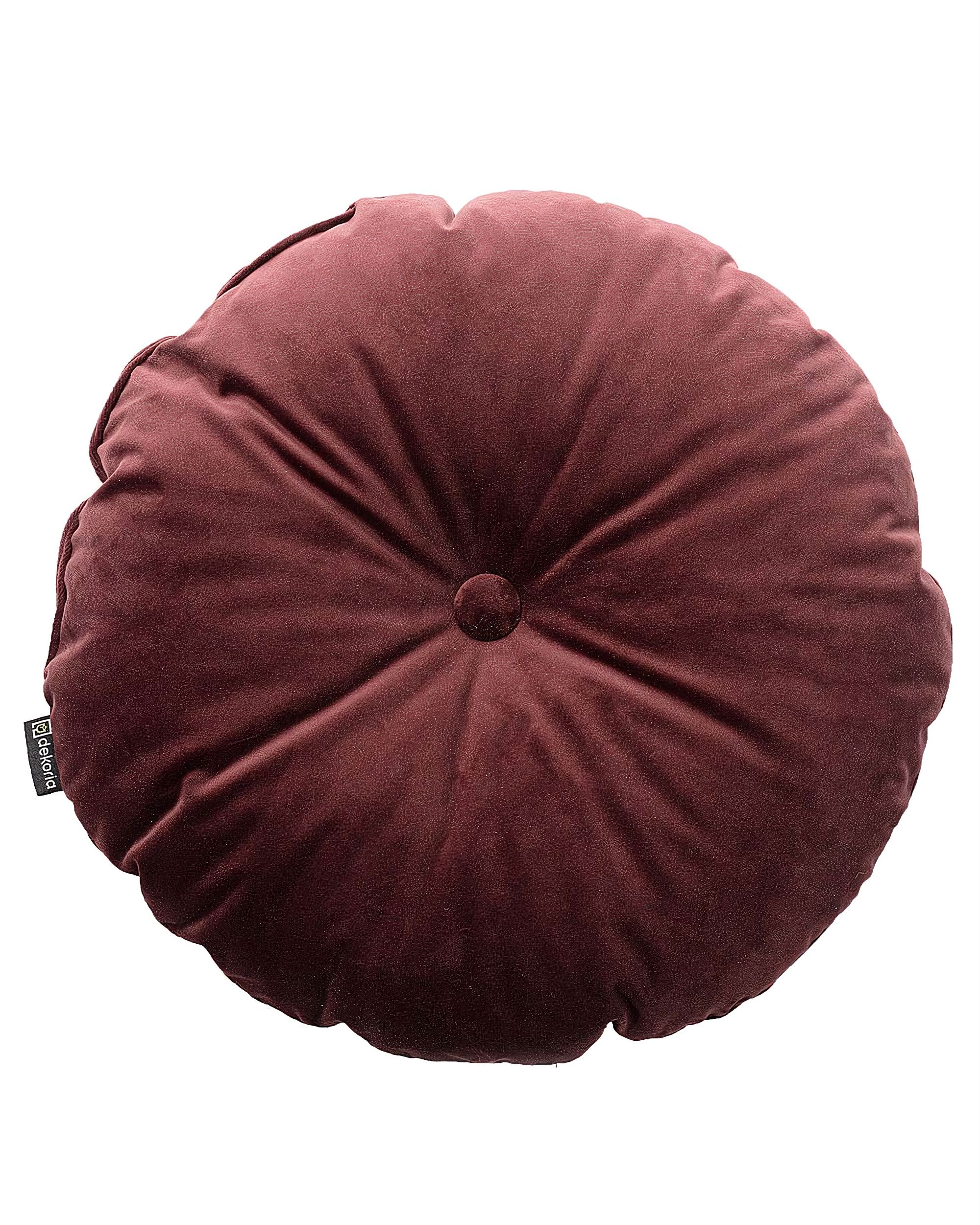 Pernă rotundă din catifea cu buton culoare roșu Țesătură gloss, catifea