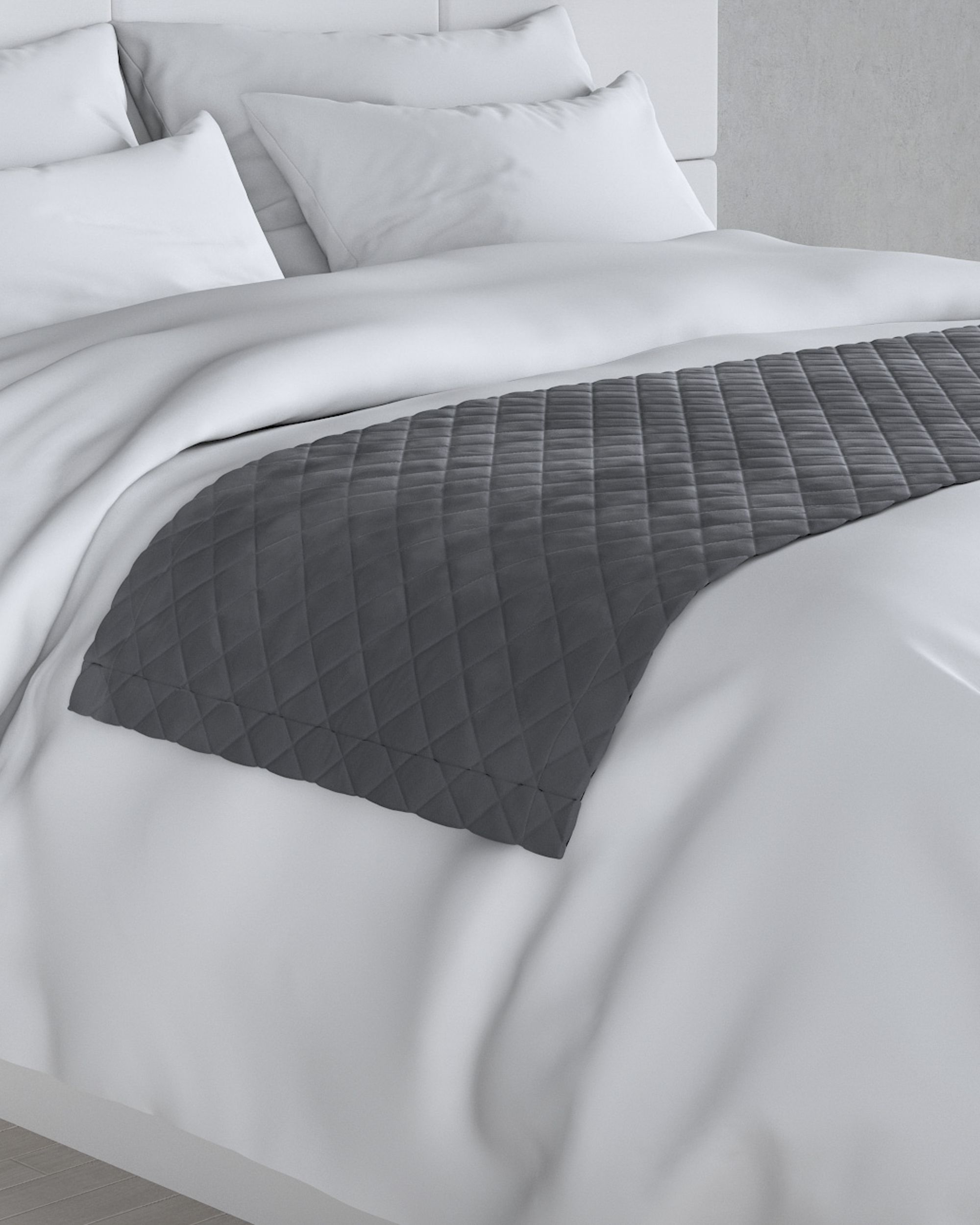 Cuvertură tip runner hotelier Velvet 60x200 cm culoare gri Țesătură gloss, catifea