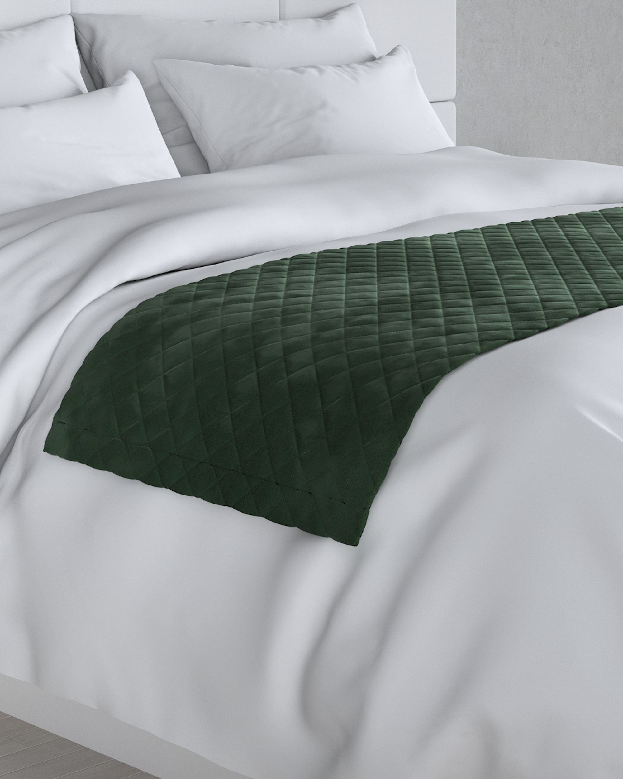 Cuvertură tip runner hotelier Velvet 60x200 cm culoare verde Țesătură gloss, catifea