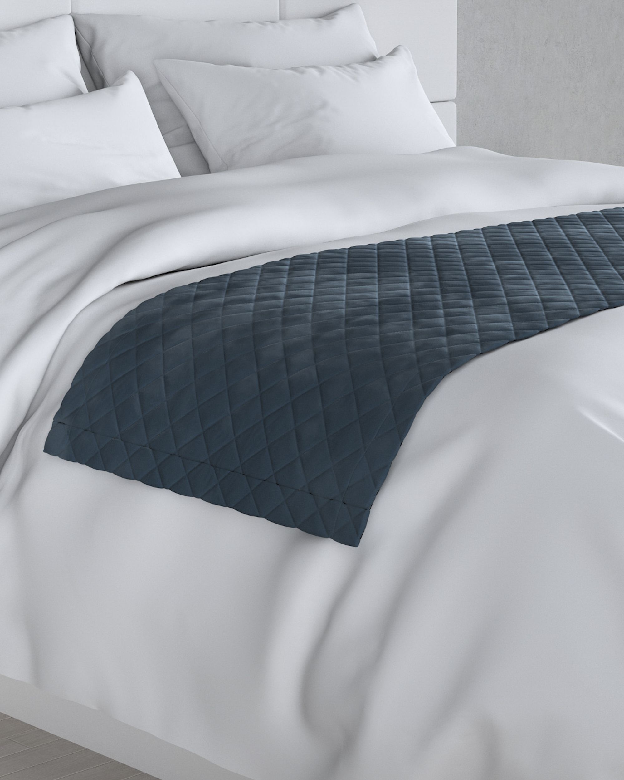 Cuvertură tip runner hotelier Velvet 60x200 cm culoare albastru Țesătură gloss, catifea