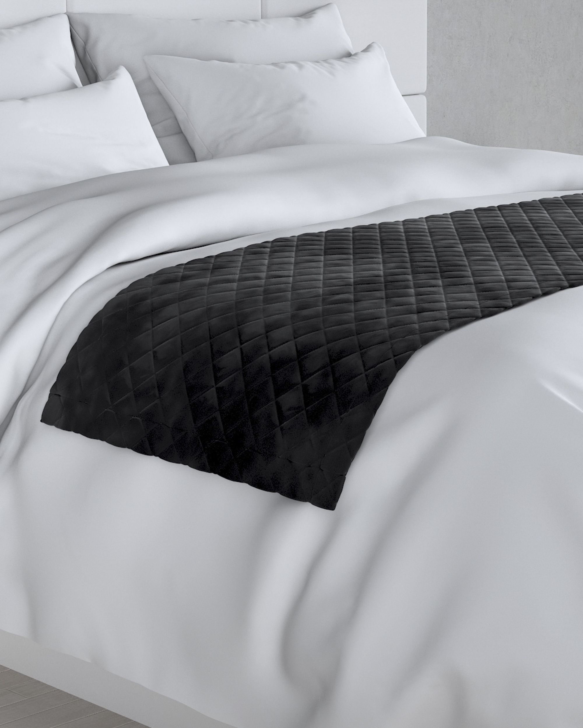 Cuvertură tip runner hotelier Velvet 60x200 cm culoare negru Țesătură gloss, catifea
