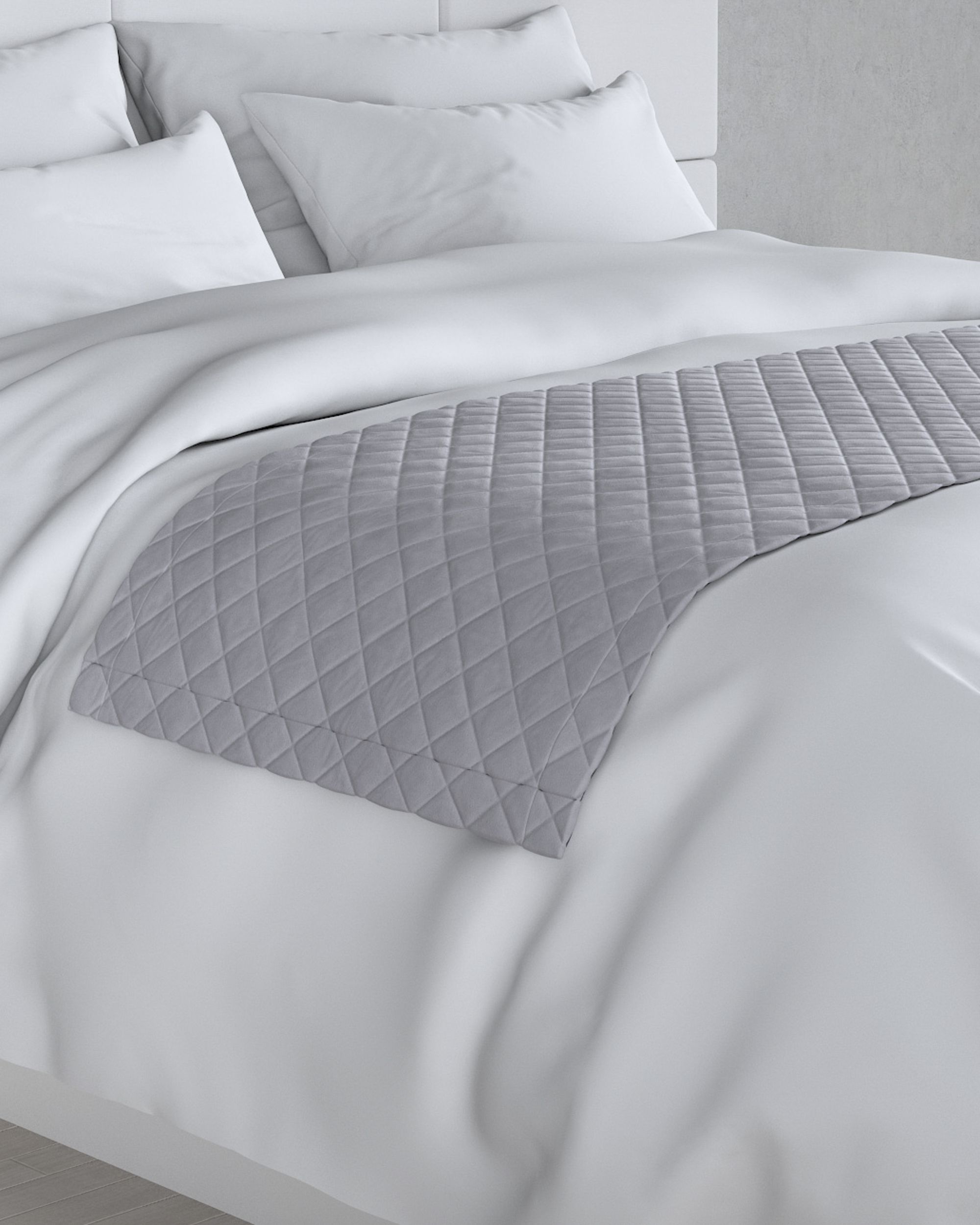 Cuvertură tip runner hotelier Velvet 60x200 cm culoare gri Țesătură gloss, catifea