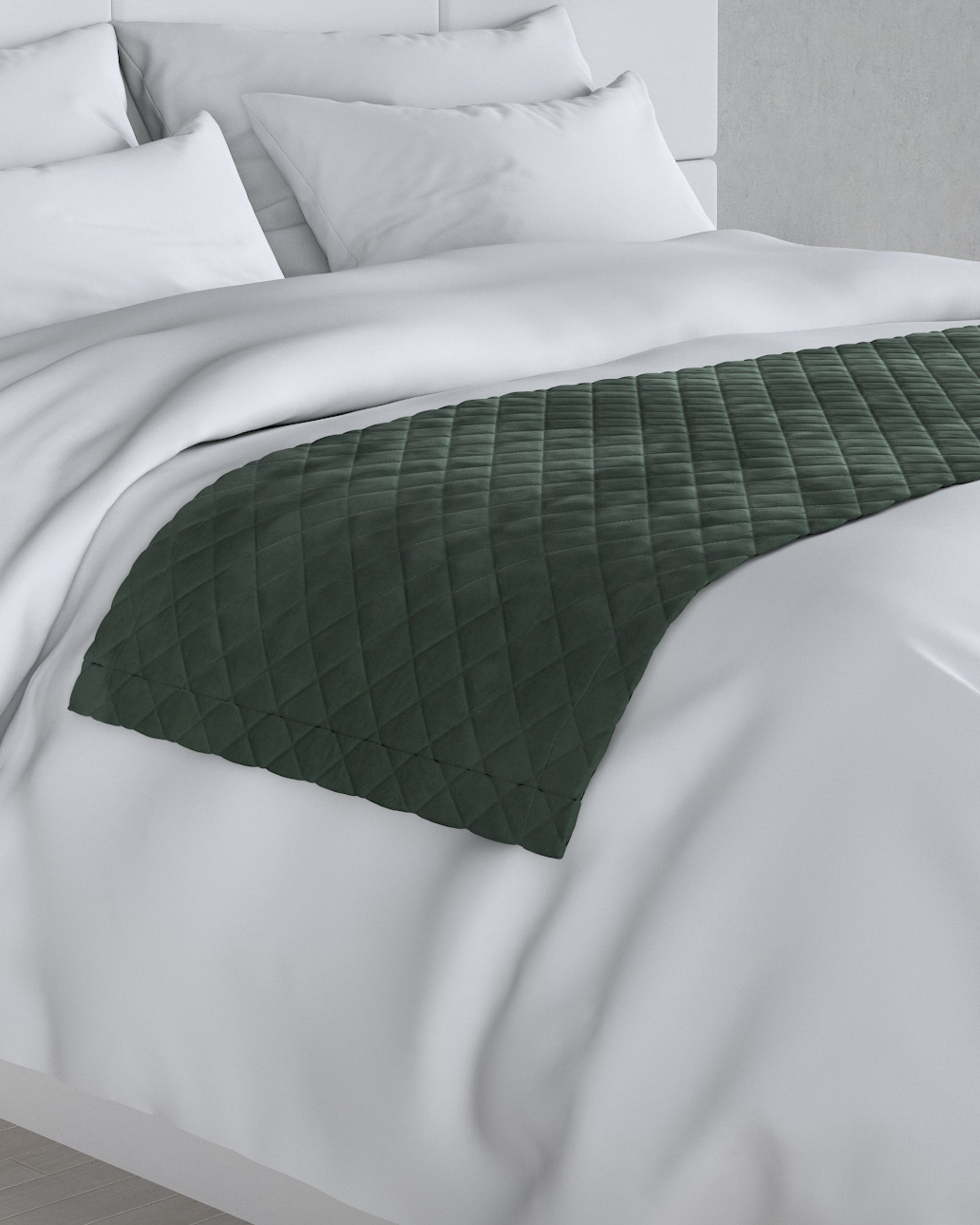 Cuvertură tip runner hotelier Velvet 60x200 cm culoare verde Țesătură gloss, catifea
