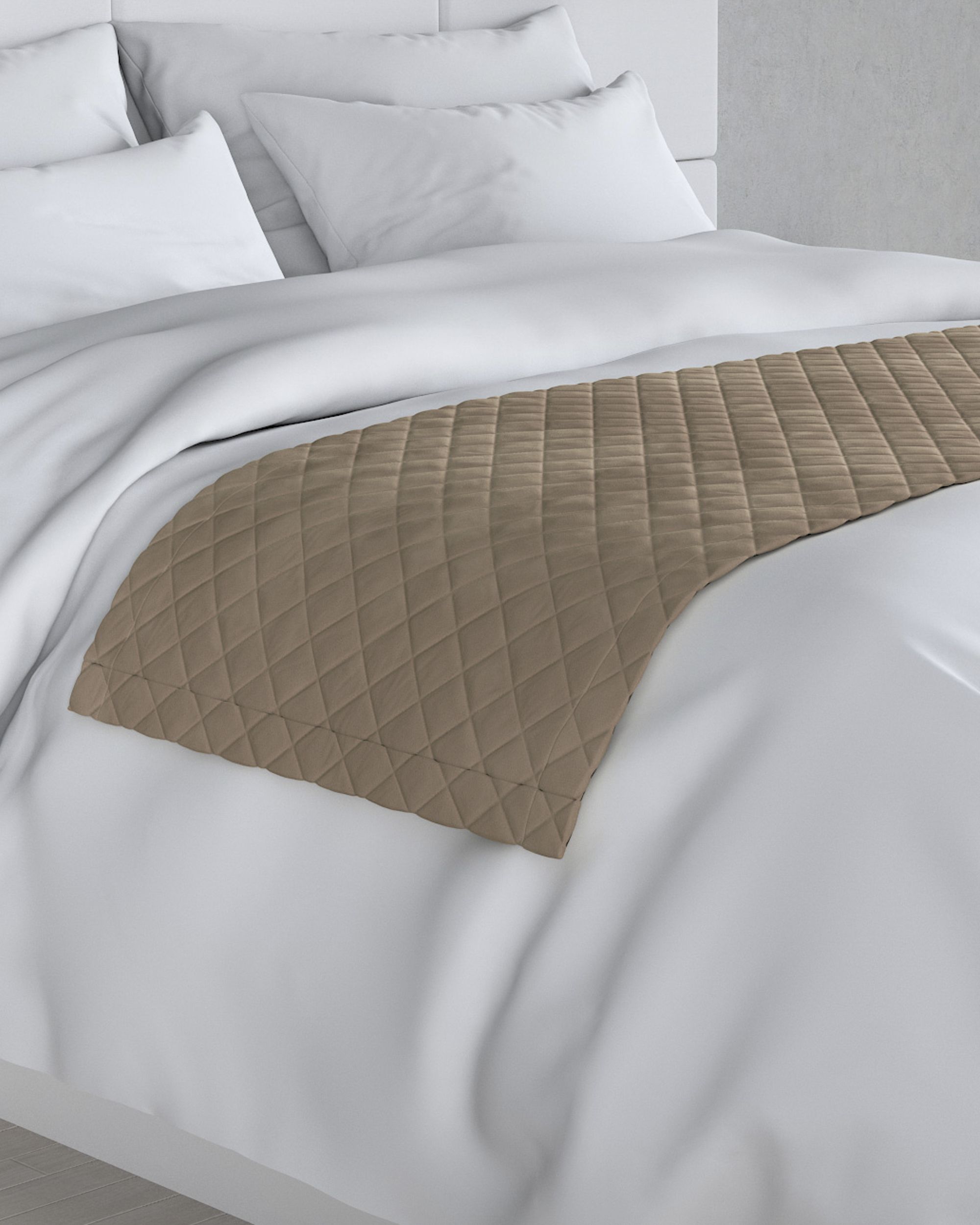 Cuvertură tip runner hotelier Velvet 60x200 cm culoare bej Țesătură gloss, catifea