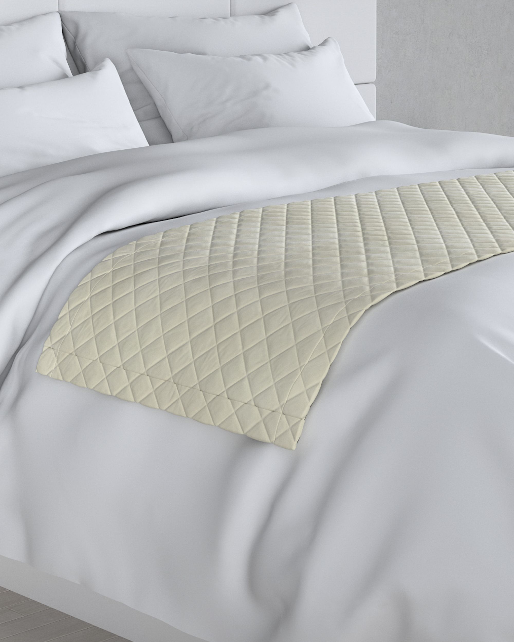 Cuvertură tip runner hotelier Velvet 60x200 cm culoare crem Țesătură gloss, catifea