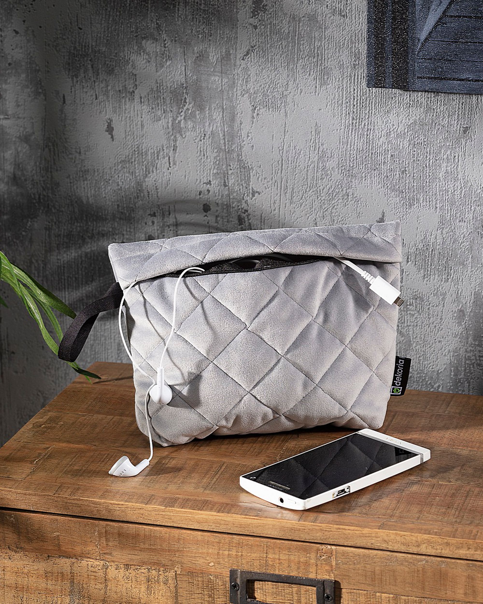 Portfard – etui Velvet culoare gri Țesătură gloss, catifea (hover)