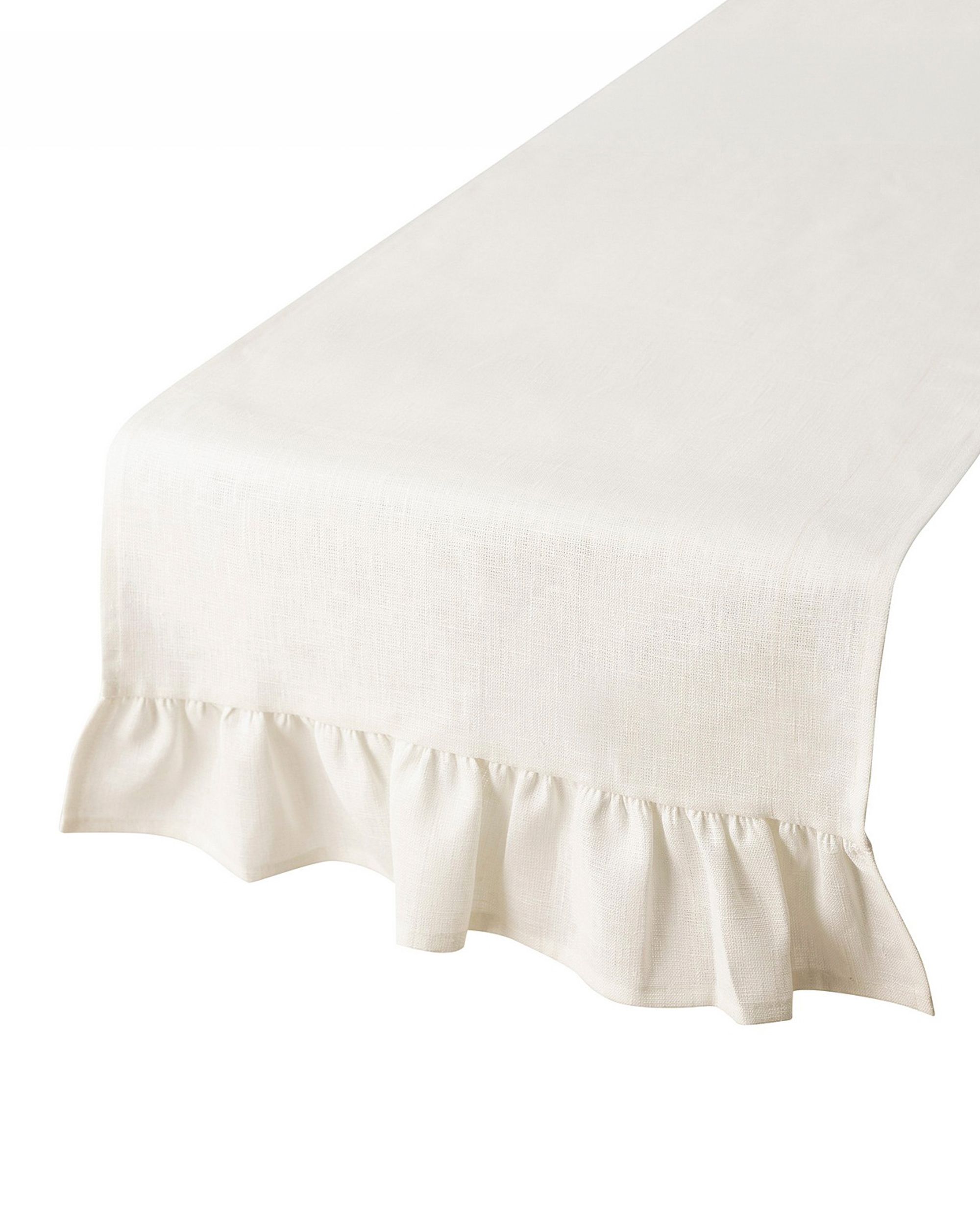Runner cu valance 40x160 cm culoare alb Țesătură semitransparentă, împletitură