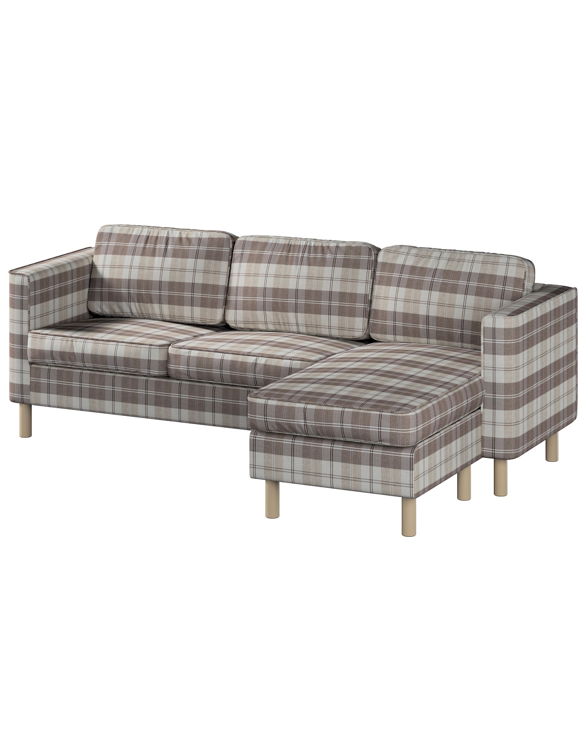 Huse canapea Pärup 3 locuri cu chaise longue culoare bej Țesătură împletitură, cu model