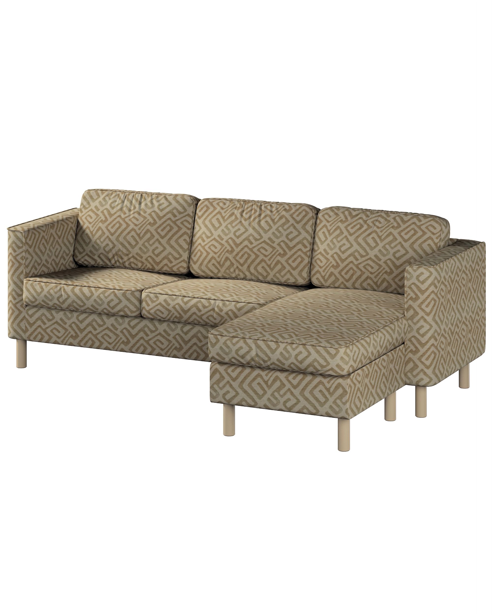 Huse canapea Pärup 3 locuri cu chaise longue culoare bej Țesătură împletitură, cu model