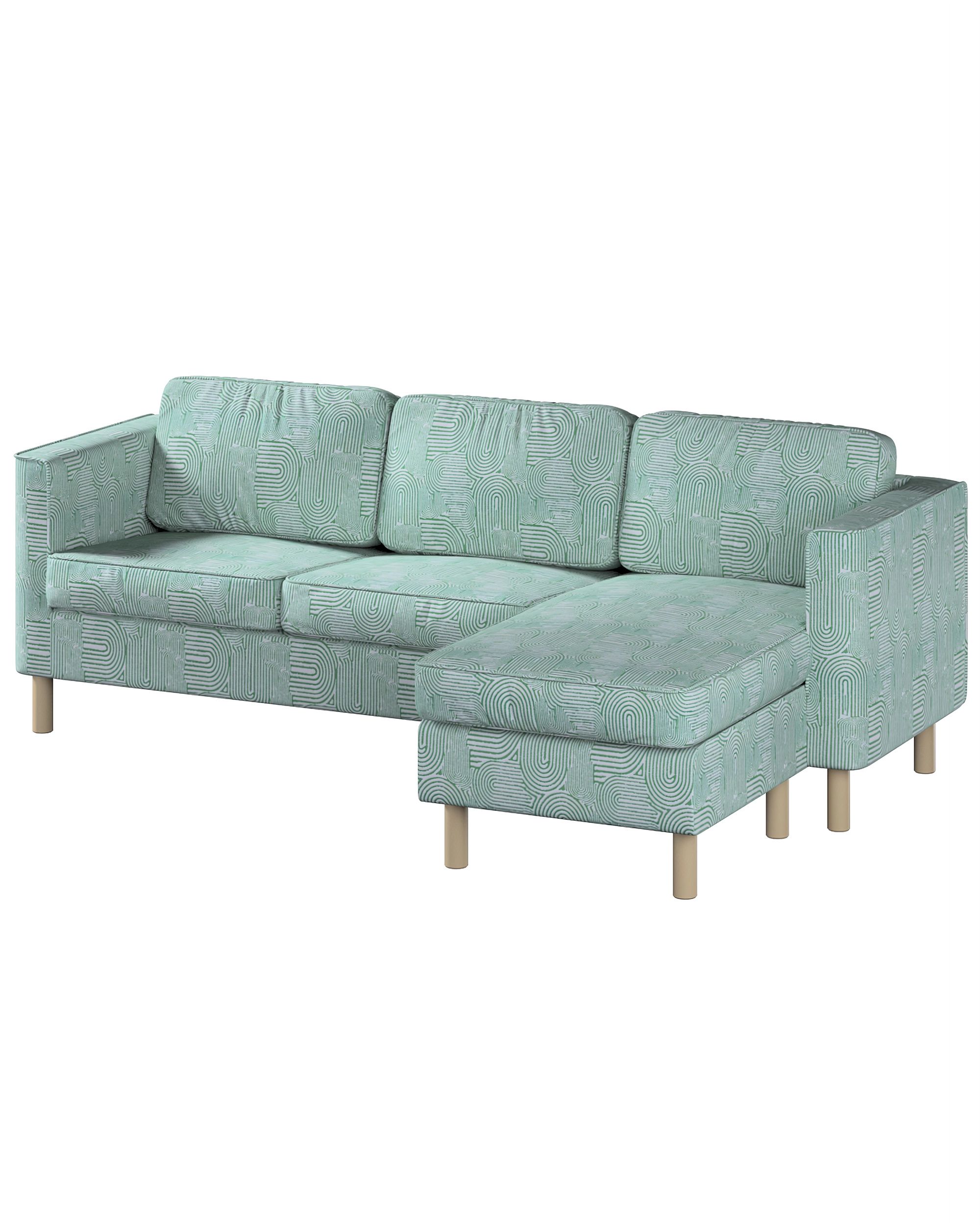 Huse canapea Pärup 3 locuri cu chaise longue culoare verde Țesătură împletitură, cu model