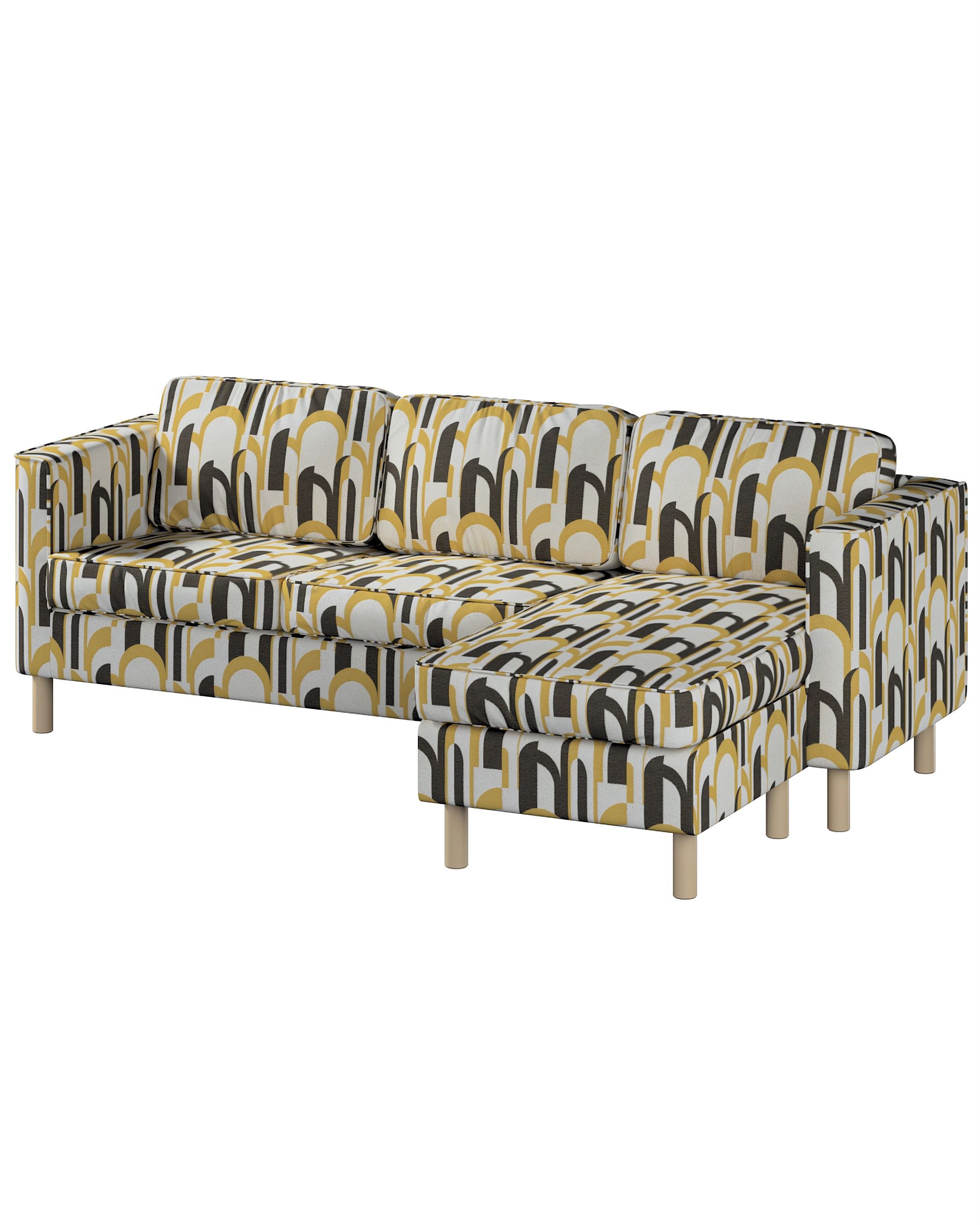 Huse canapea Pärup 3 locuri cu chaise longue culoare multicolor Țesătură împletitură, cu model