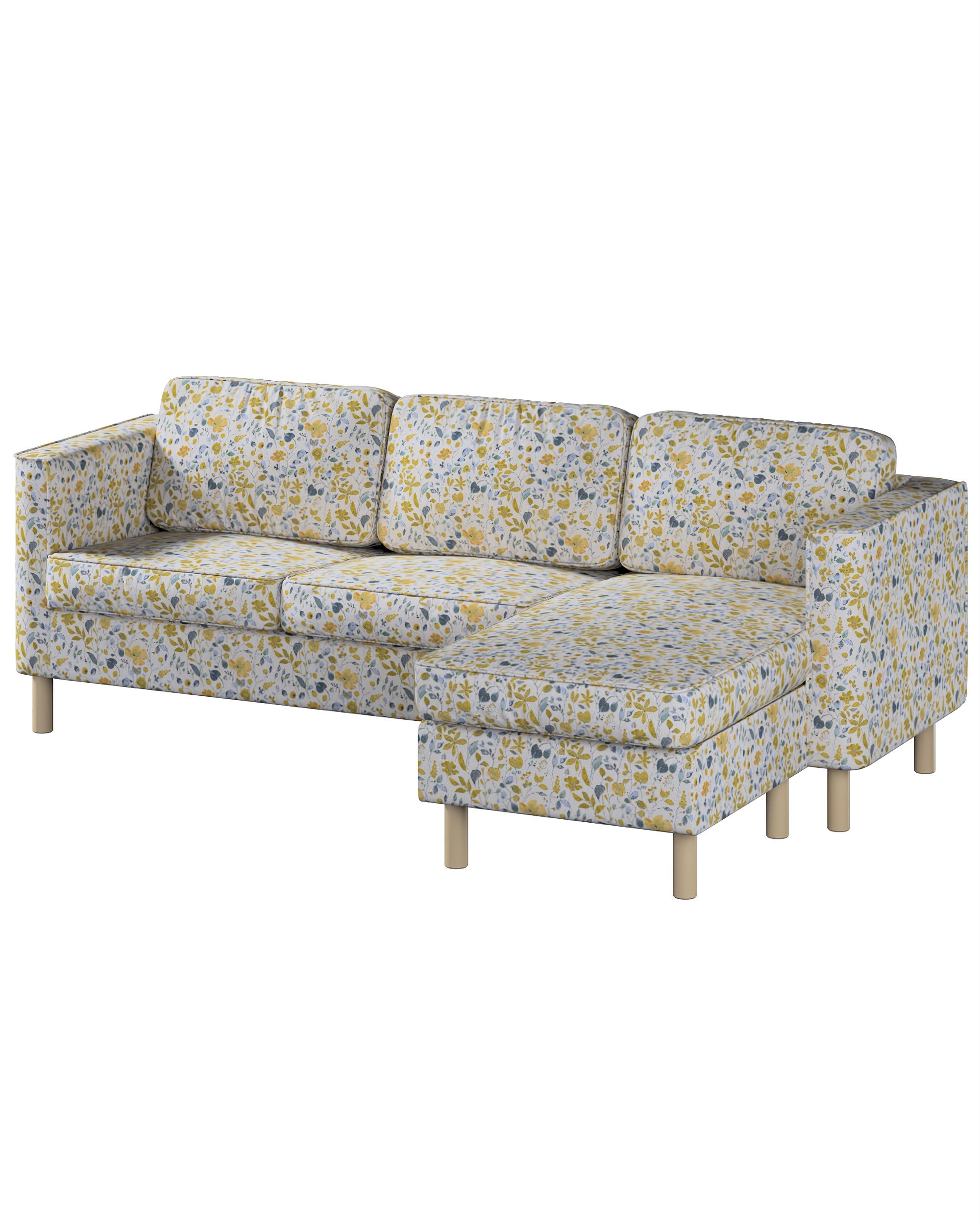 Huse canapea Pärup 3 locuri cu chaise longue culoare galben Țesătură împletitură, cu model