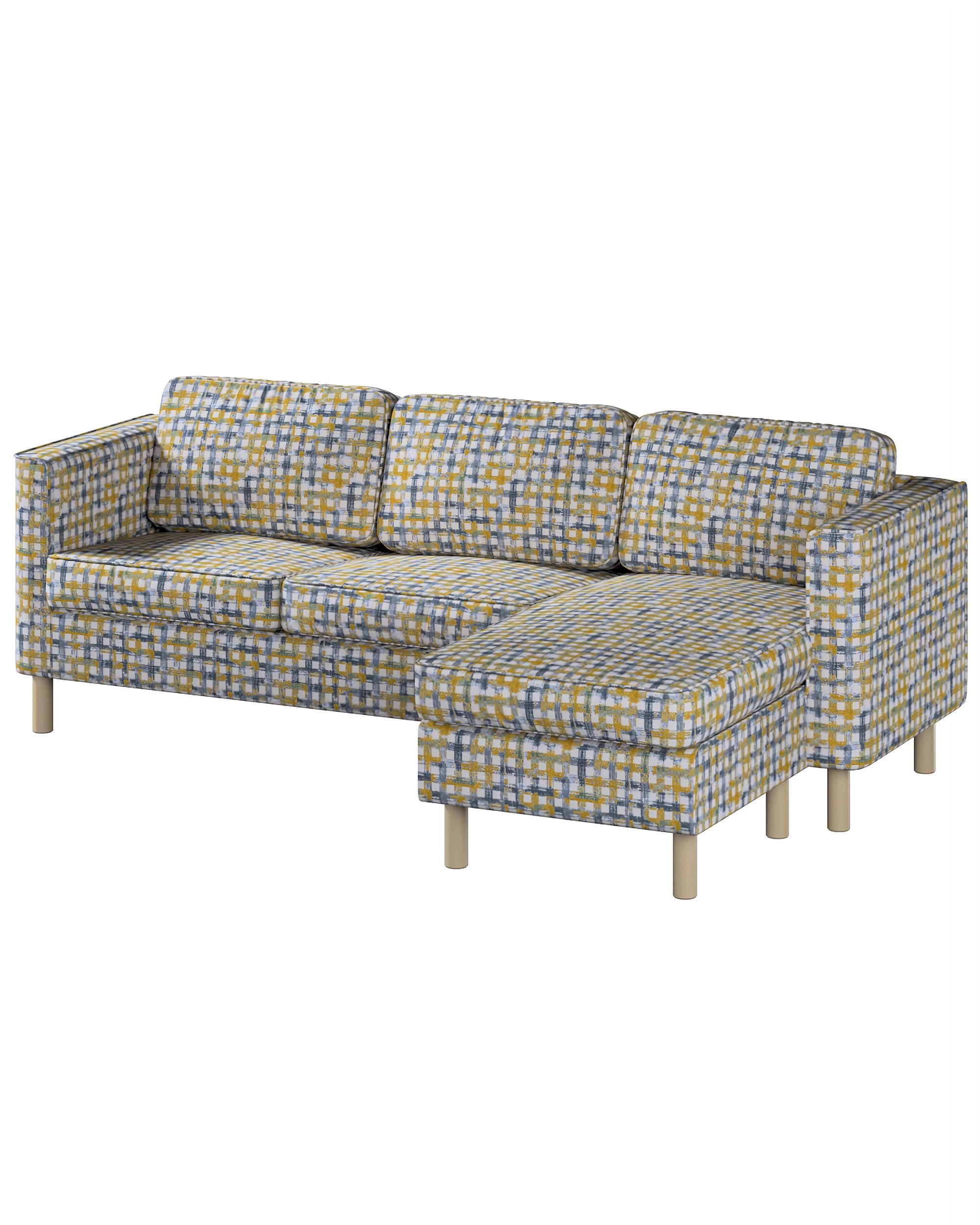 Huse canapea Pärup 3 locuri cu chaise longue culoare albastru Țesătură împletitură, cu model