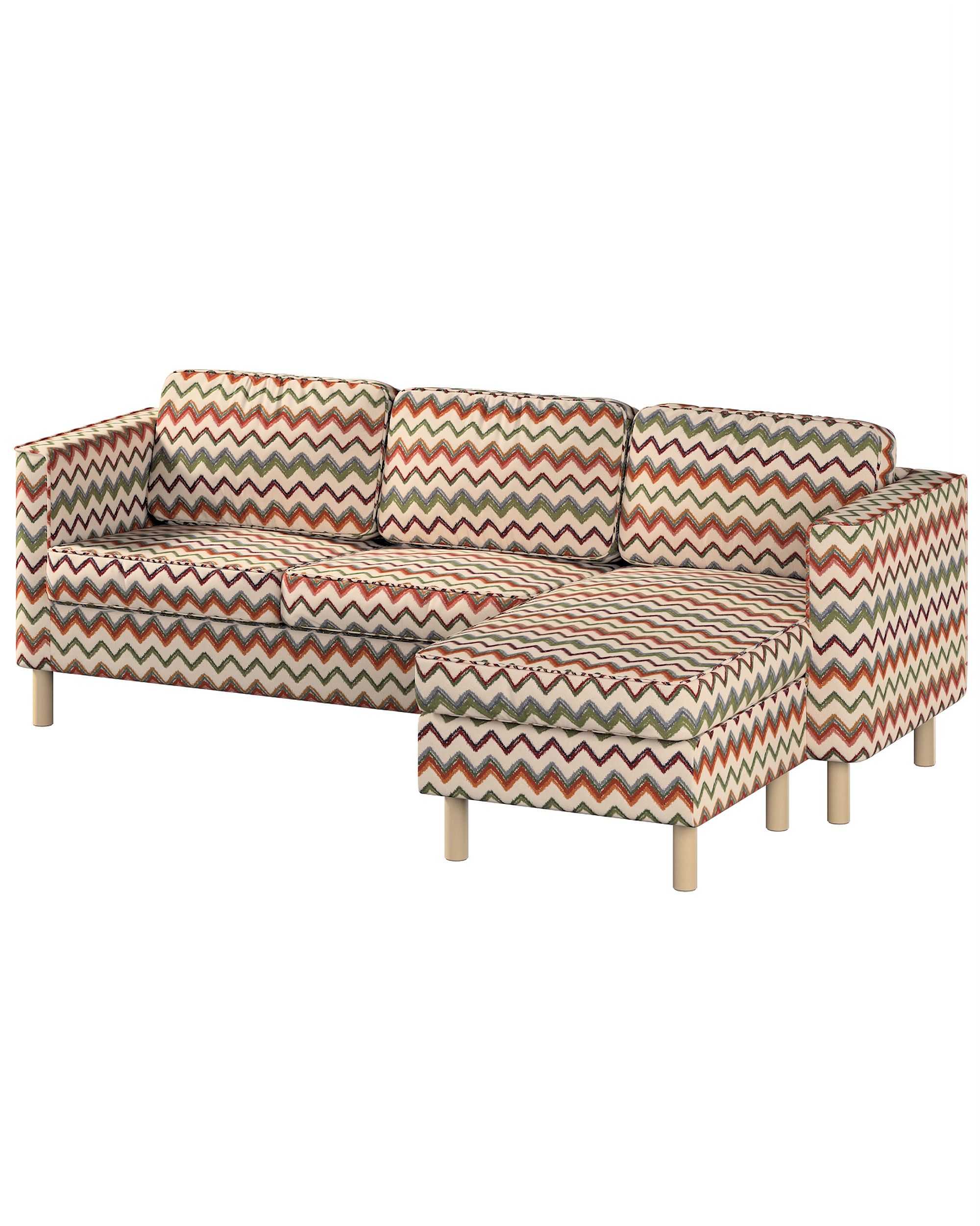 Huse canapea Pärup 3 locuri cu chaise longue culoare multicolor Țesătură împletitură, cu model