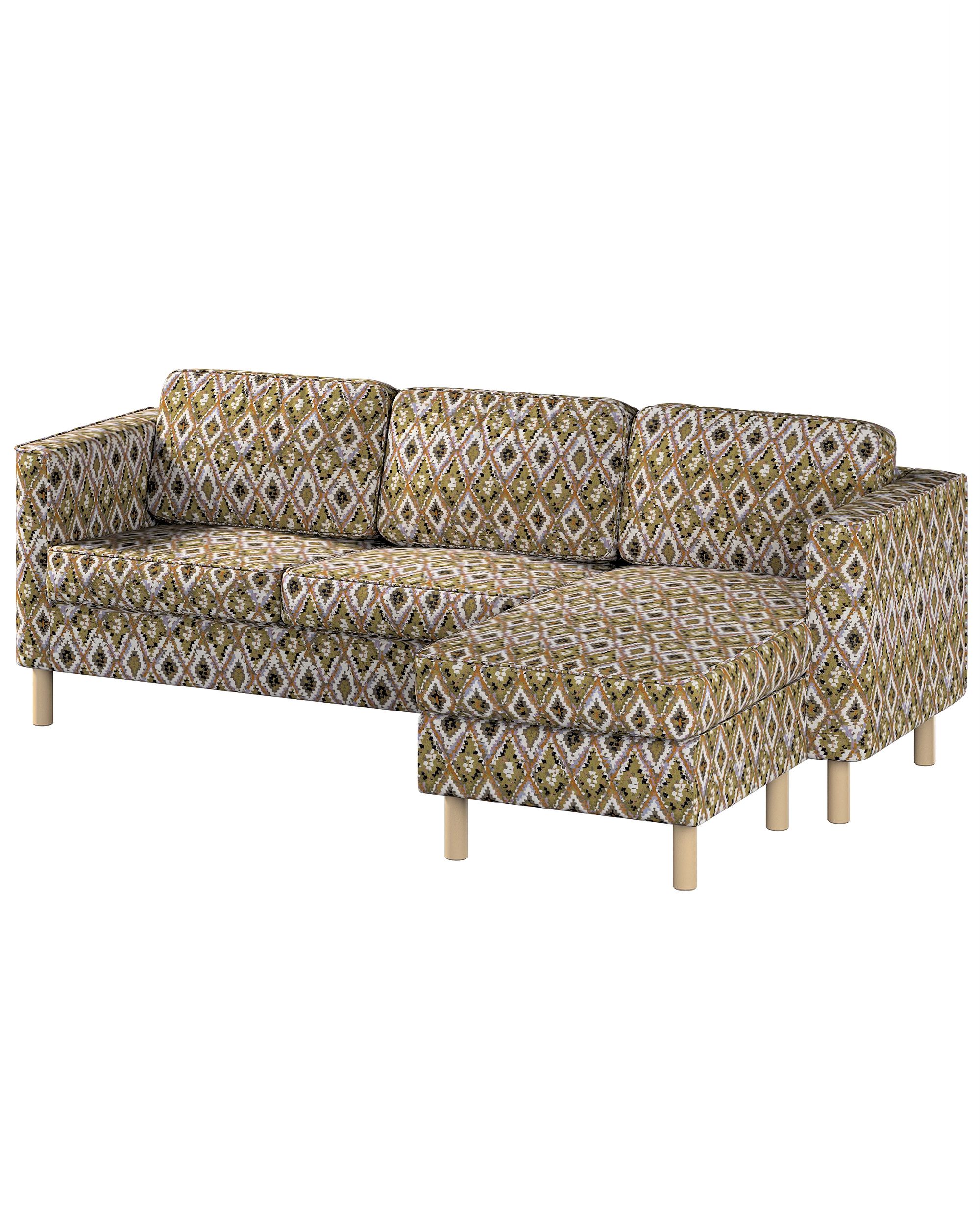 Huse canapea Pärup 3 locuri cu chaise longue culoare multicolor Țesătură împletitură, cu model
