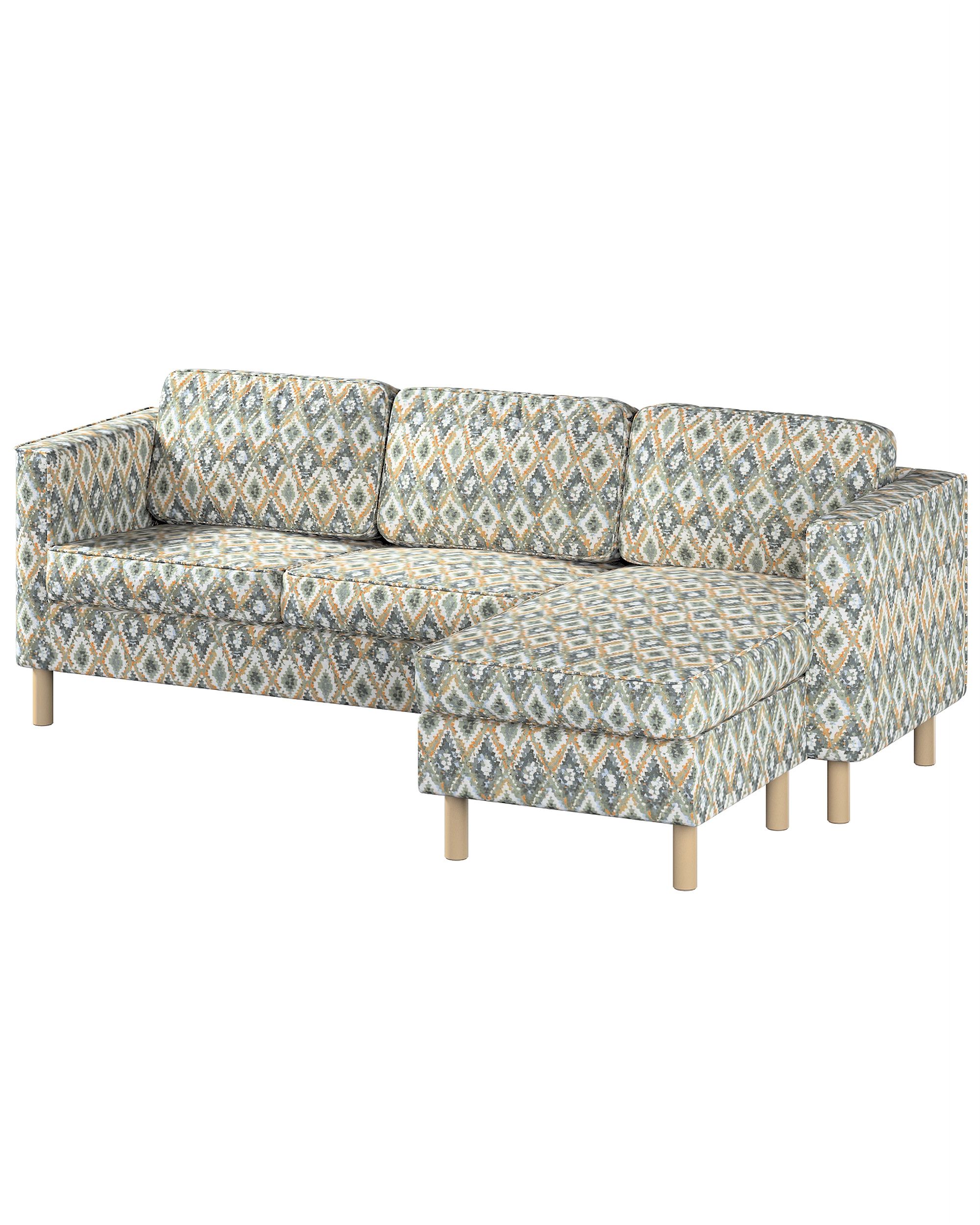 Huse canapea Pärup 3 locuri cu chaise longue culoare albastru Țesătură împletitură, cu model