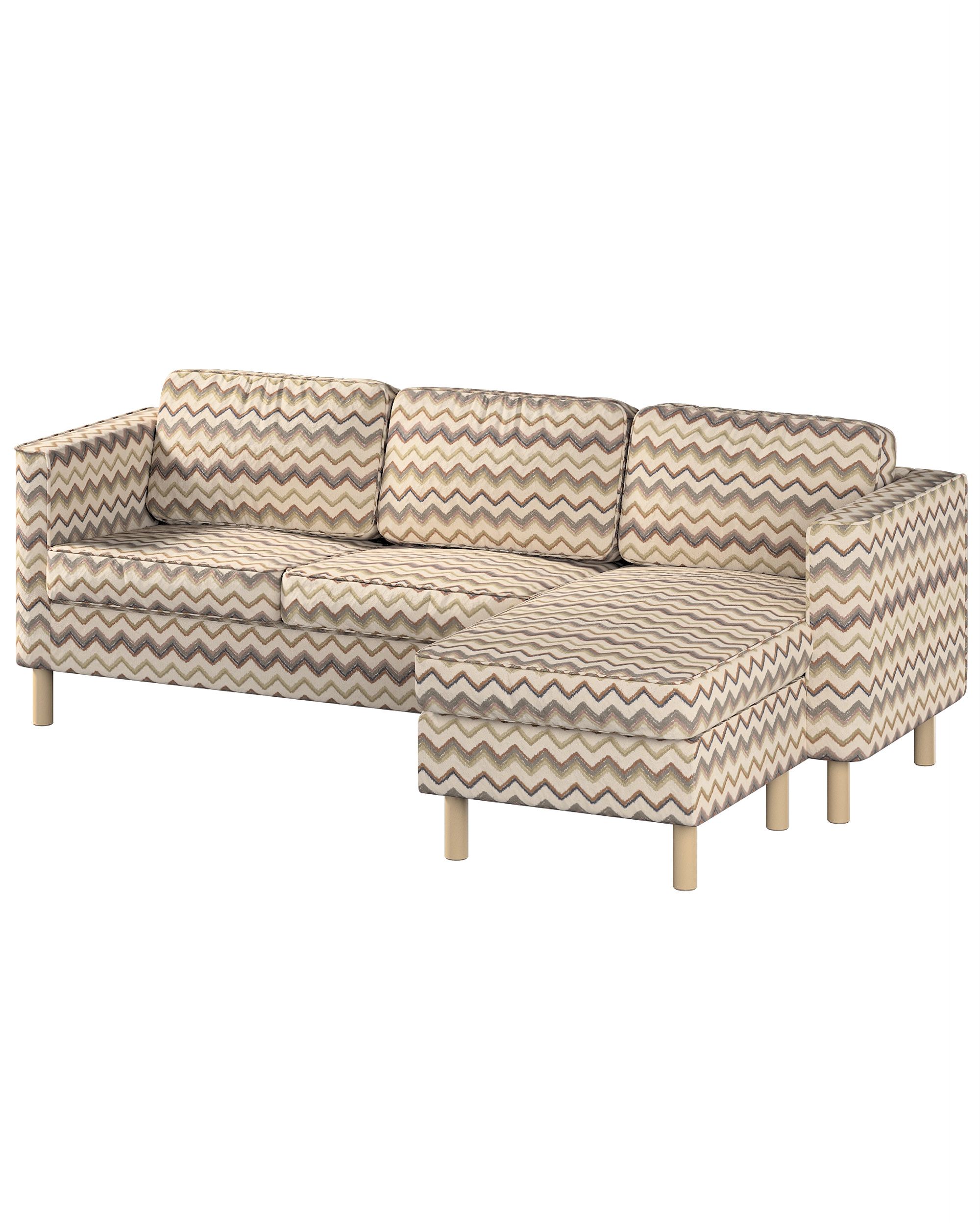 Huse canapea Pärup 3 locuri cu chaise longue culoare bej Țesătură împletitură, cu model
