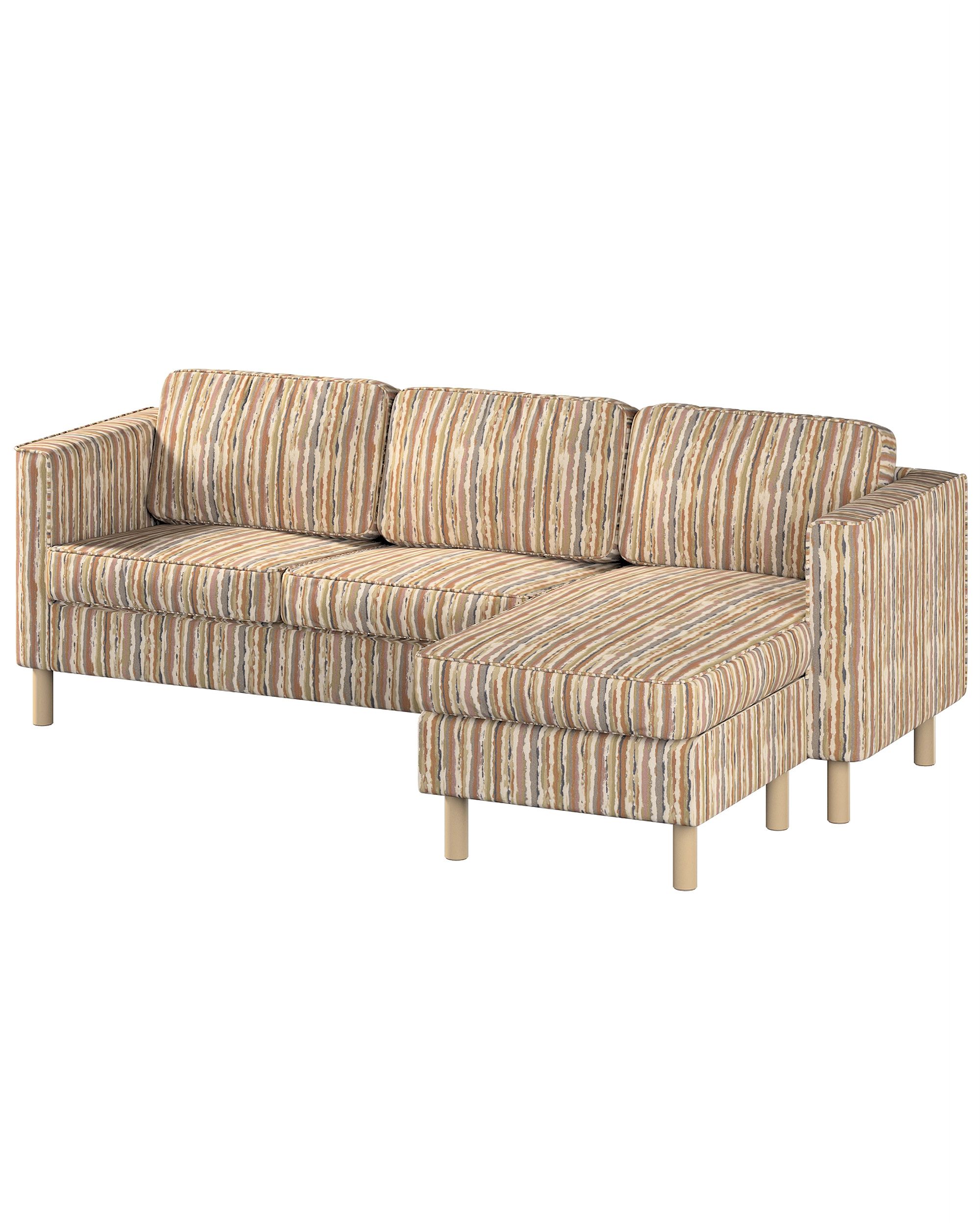 Huse canapea Pärup 3 locuri cu chaise longue culoare bej Țesătură împletitură, cu model