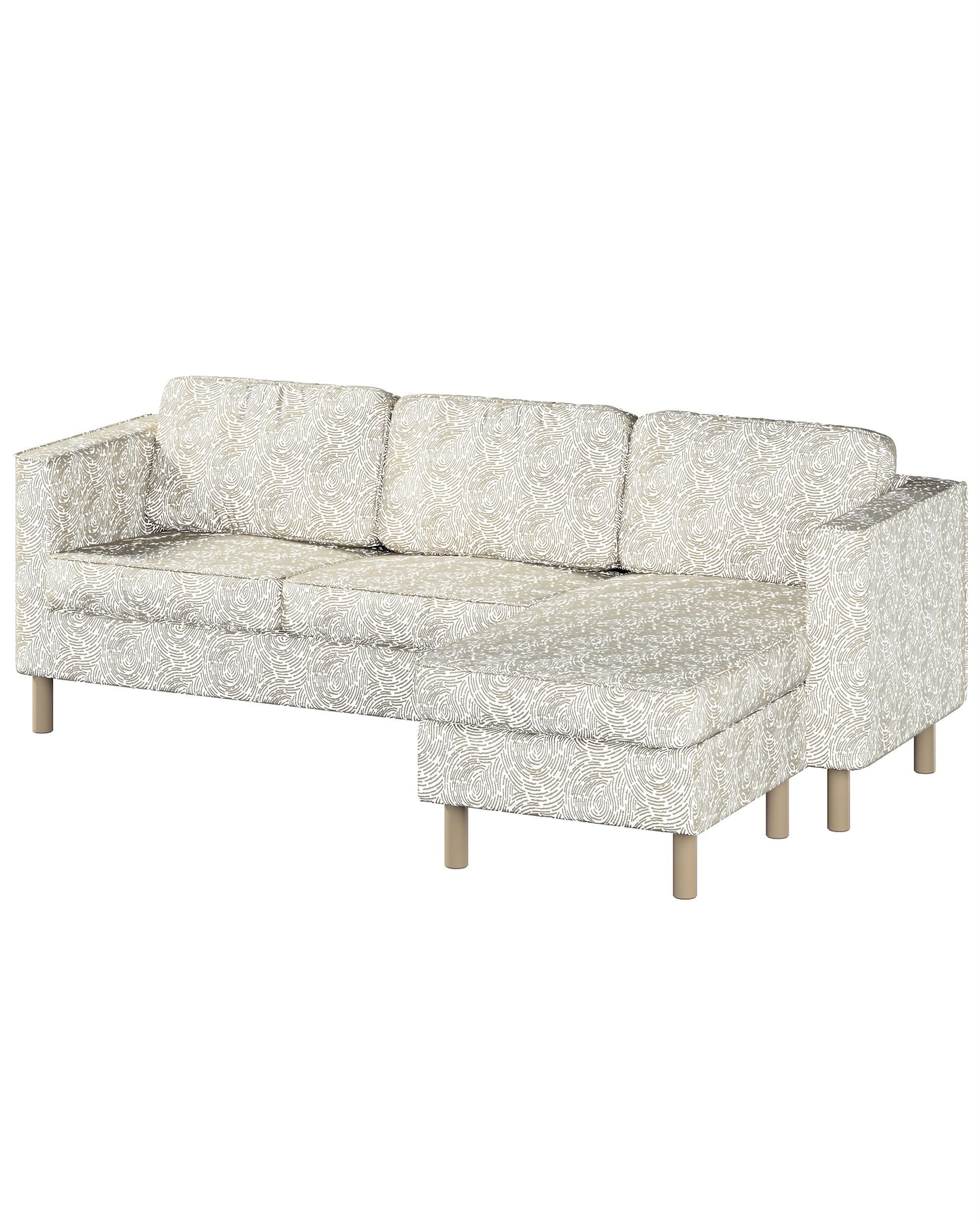 Huse canapea Pärup 3 locuri cu chaise longue culoare bej Țesătură gloss, împletitură, cu model
