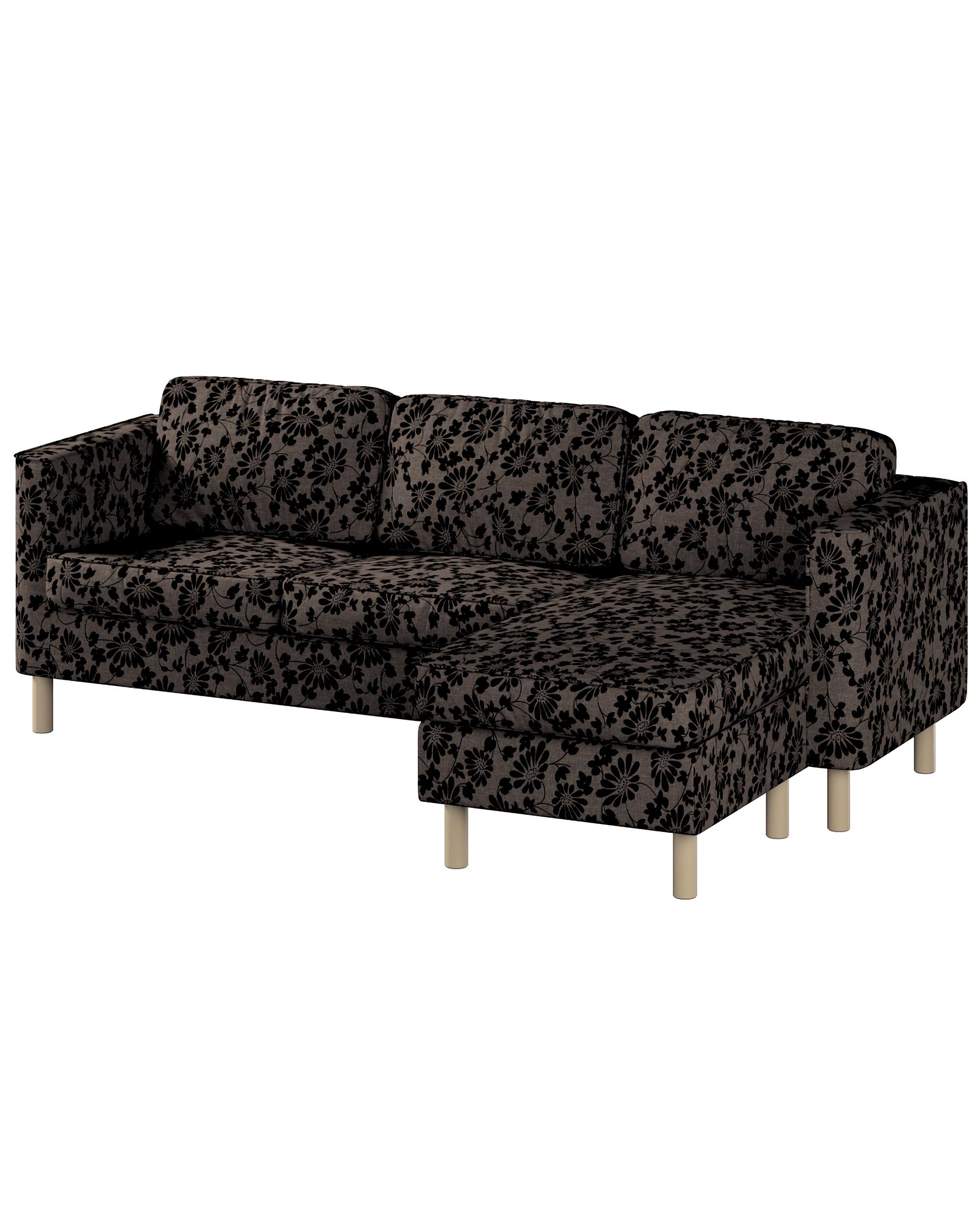Huse canapea Pärup 3 locuri cu chaise longue culoare maro Țesătură împletitură, cu model