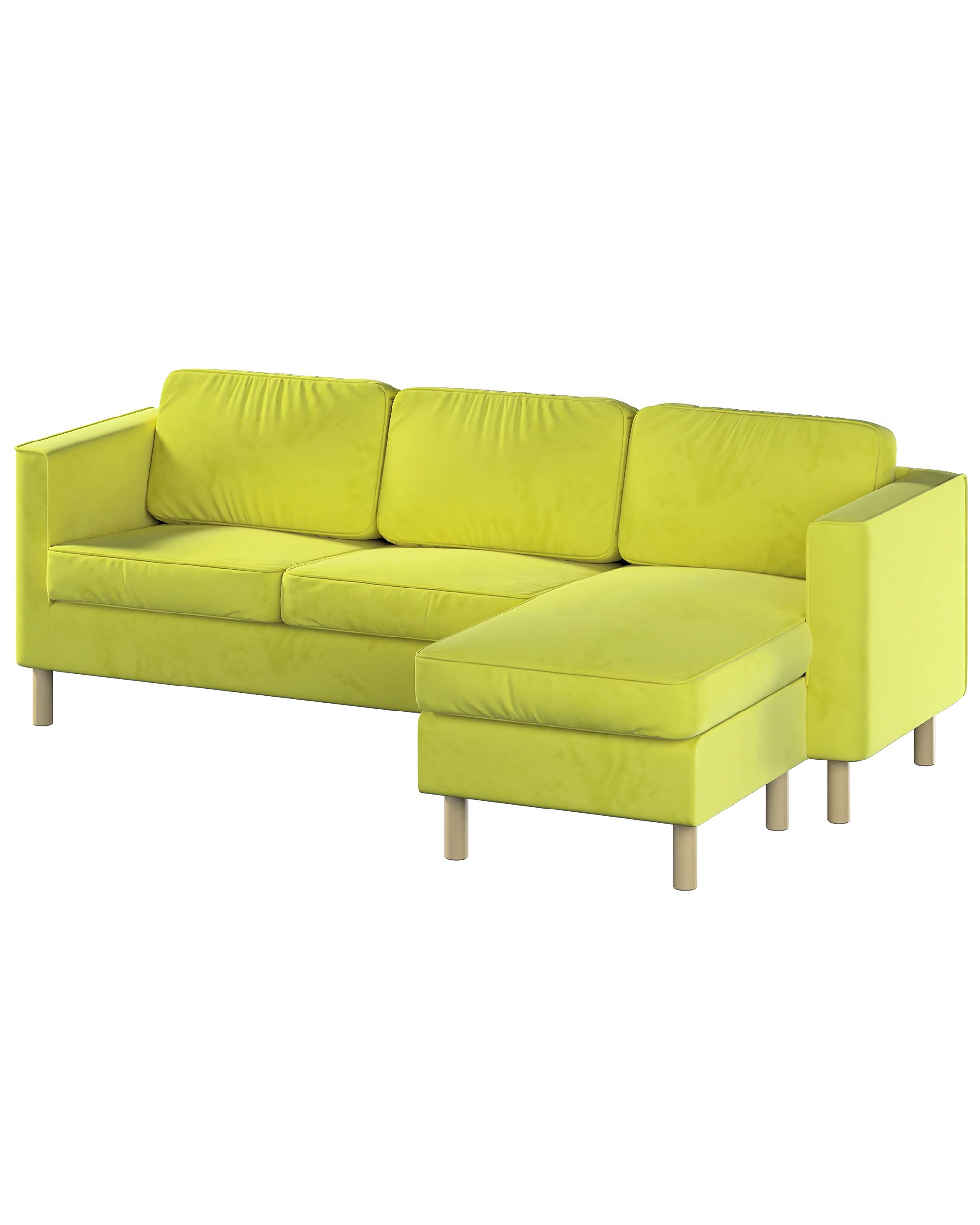 Huse canapea Pärup 3 locuri cu chaise longue culoare verde Țesătură gloss, catifea