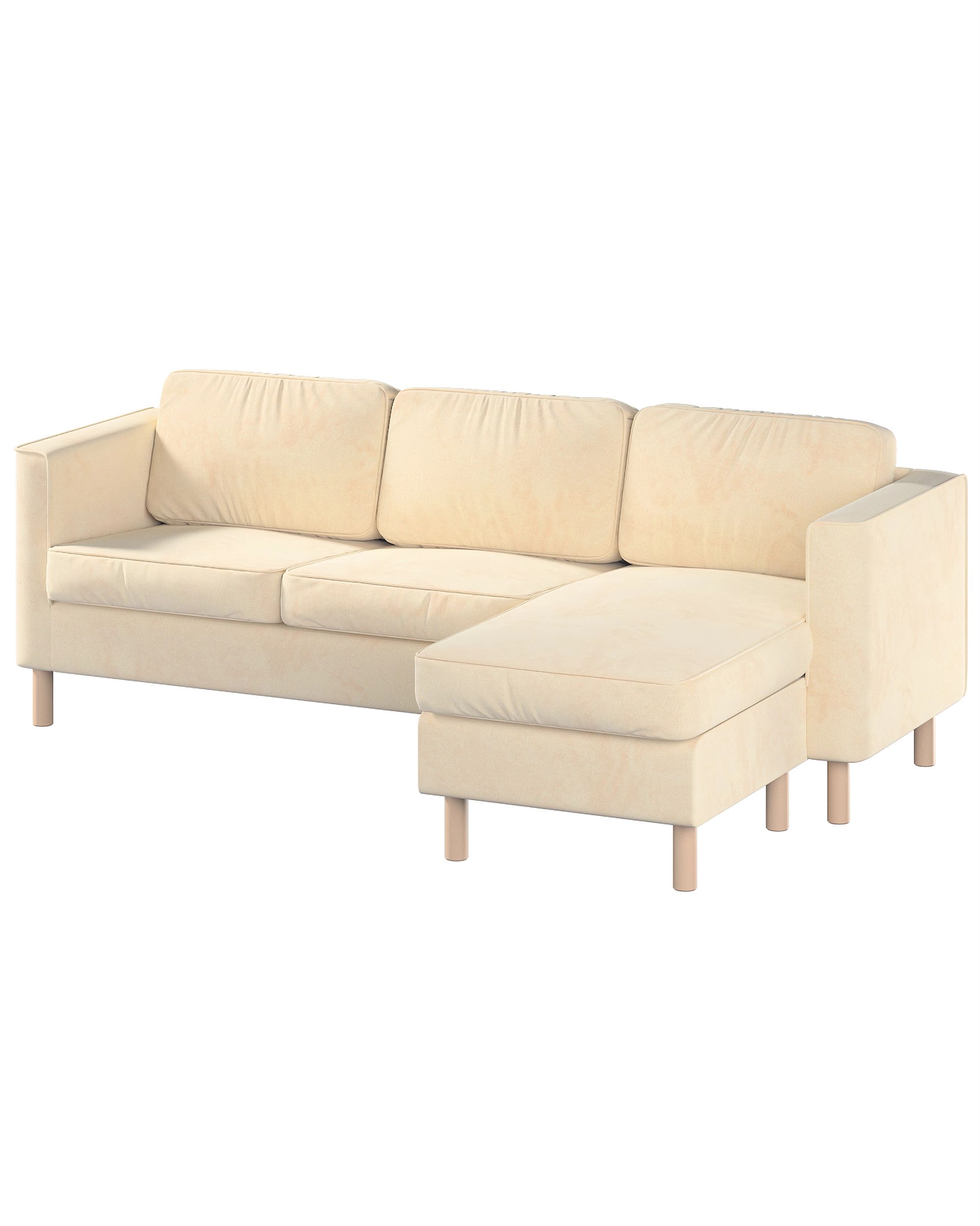Huse canapea Pärup 3 locuri cu chaise longue culoare ecru Țesătură gloss, catifea