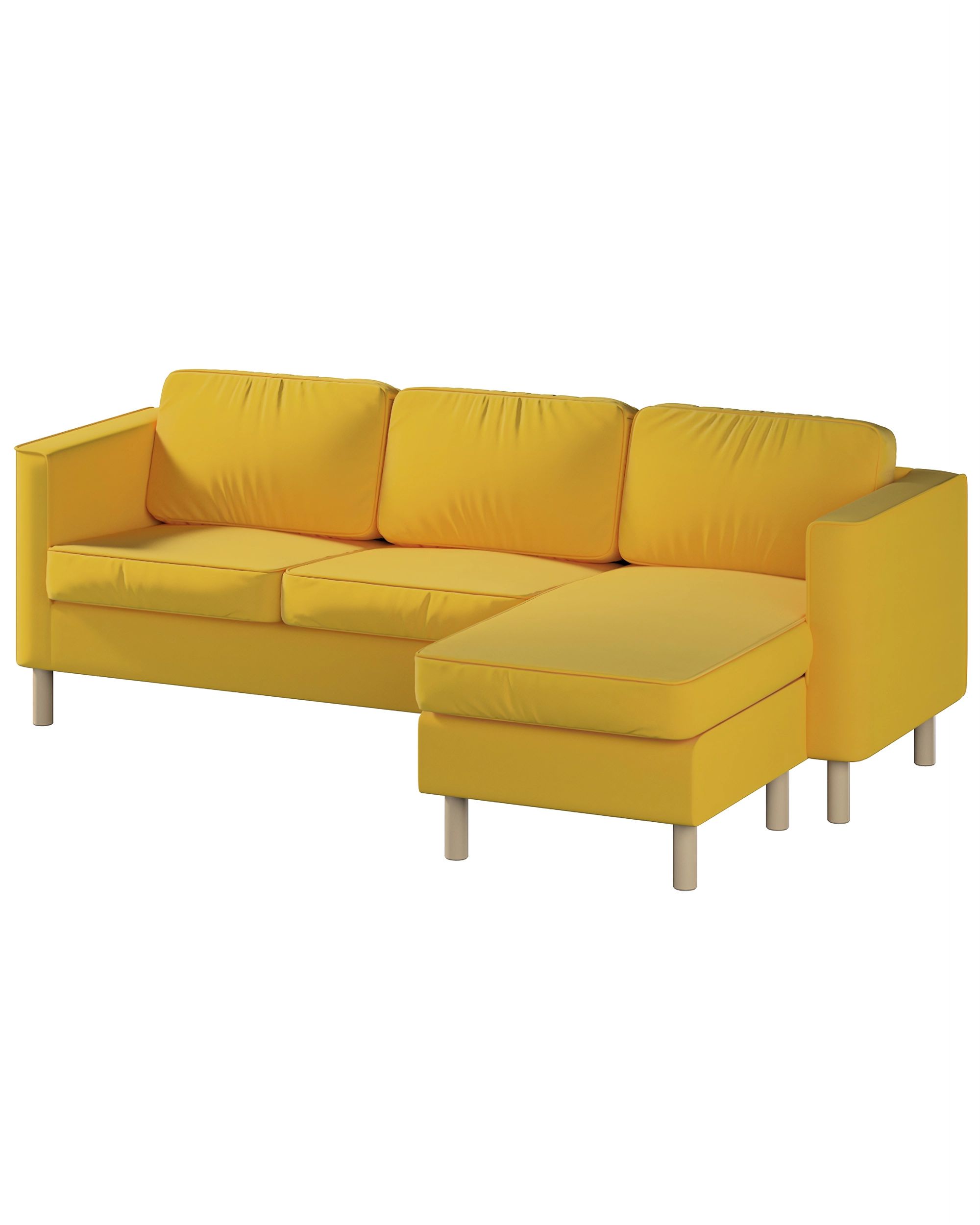 Huse canapea Pärup 3 locuri cu chaise longue culoare galben Țesătură catifea