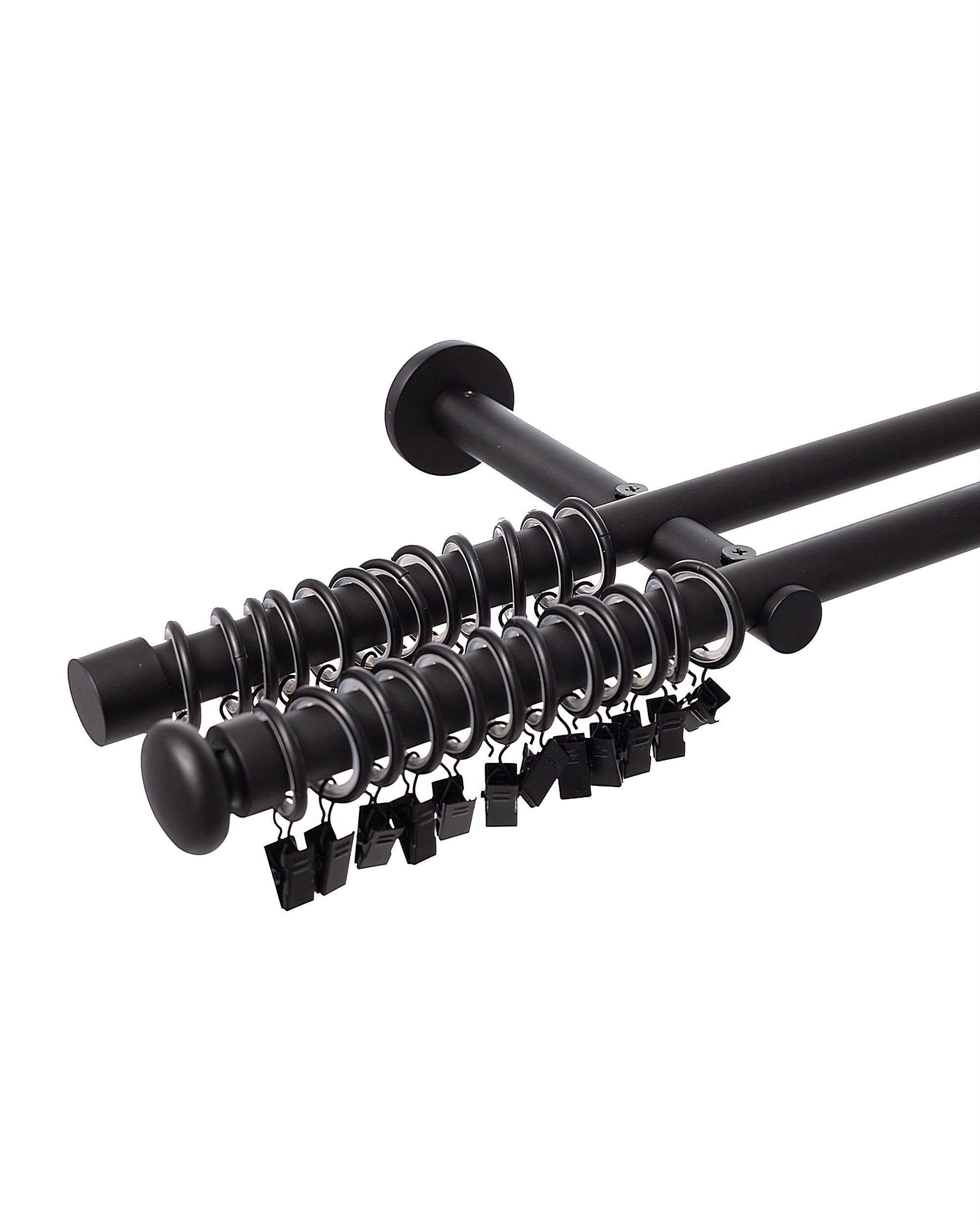 Bară dublă pentru perdele Modern black matt 200cm