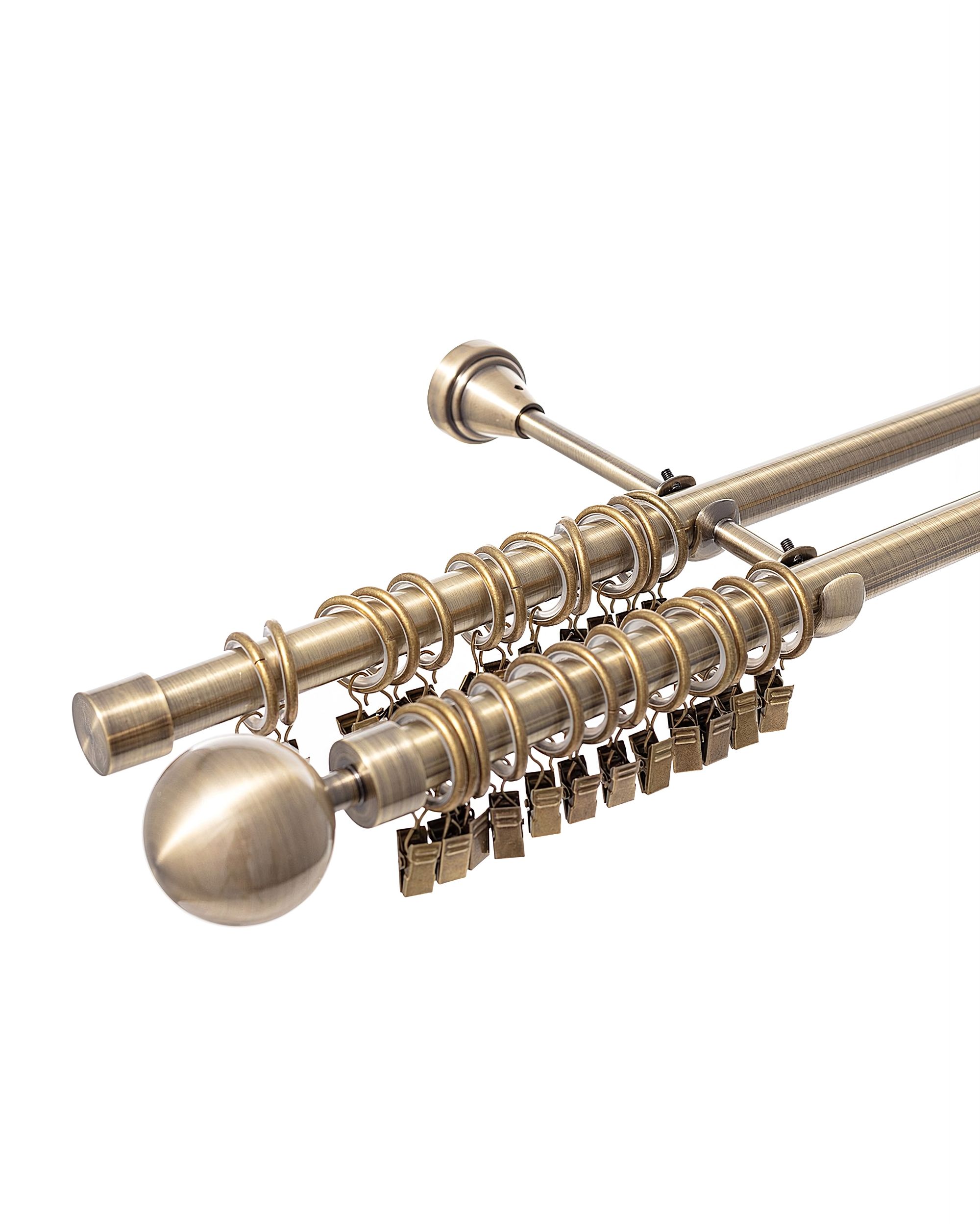 Bară dublă pentru perdele Elegant antique brass 160cm