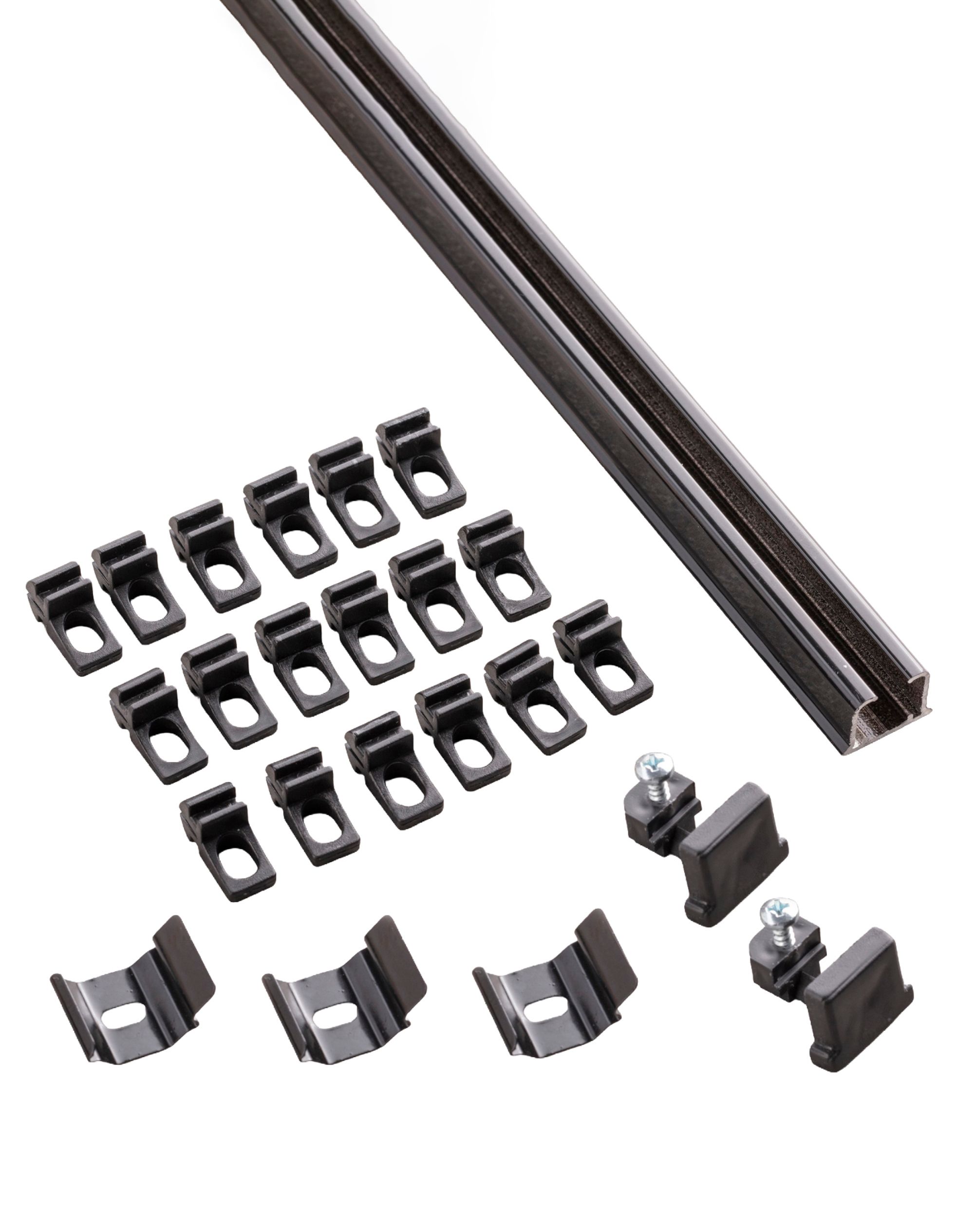 Șină de tavan din aluminiu TS, simplă, 150 cm, neagră – set complet (hover)