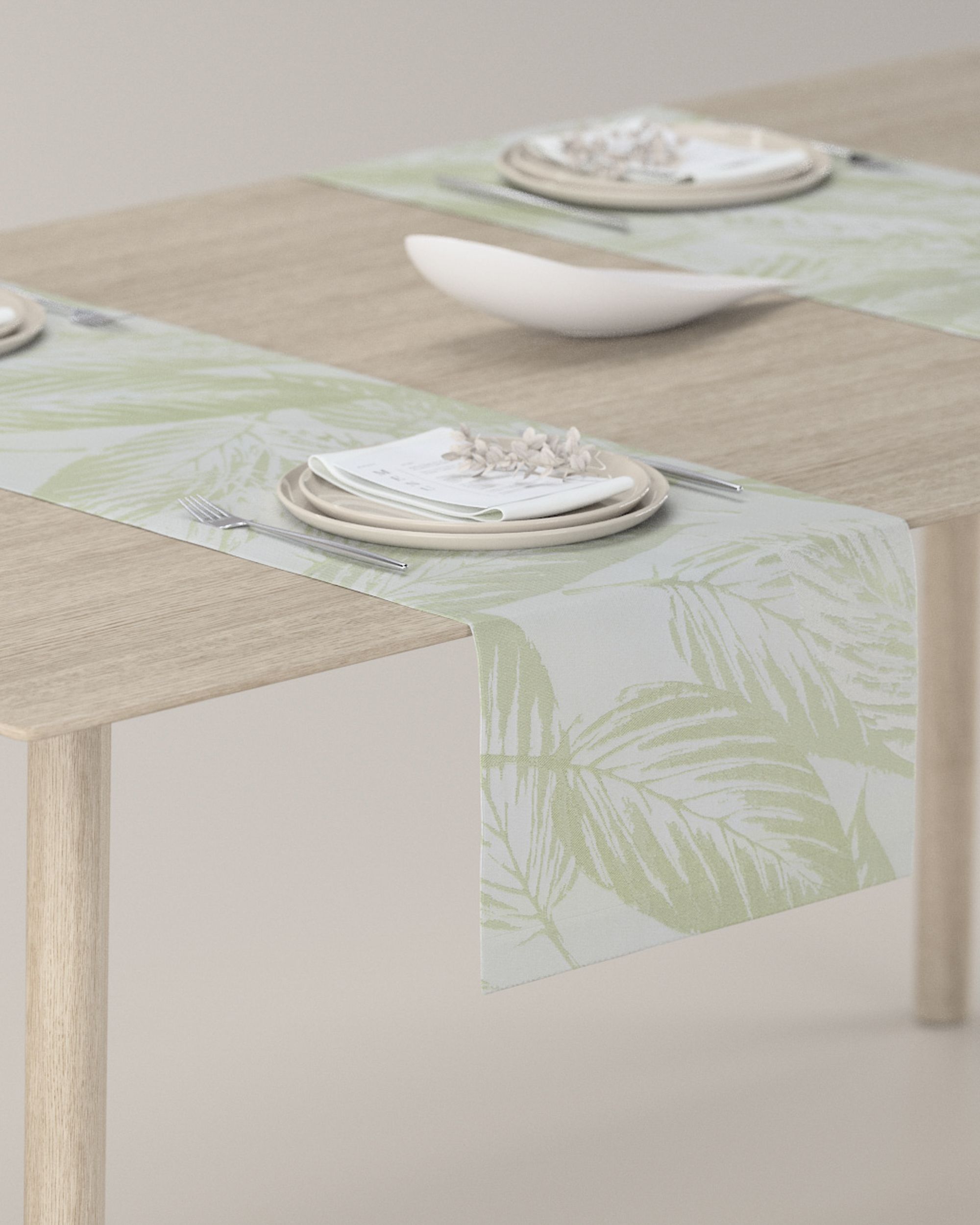 Traversa de masa culoare verde Țesătură gloss, împletitură, cu model (hover)