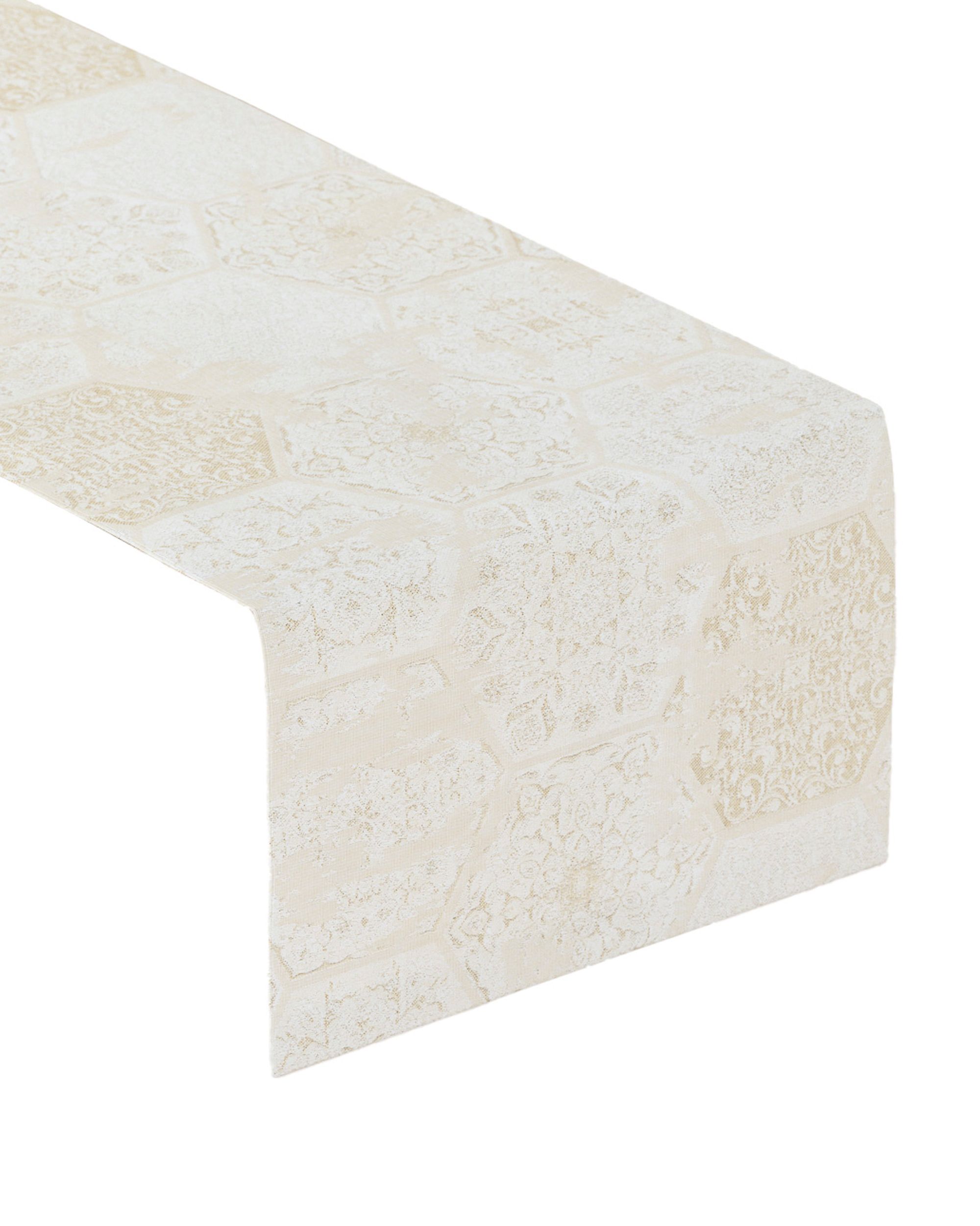 Traversa de masa culoare gri Țesătură gloss, împletitură, cu model