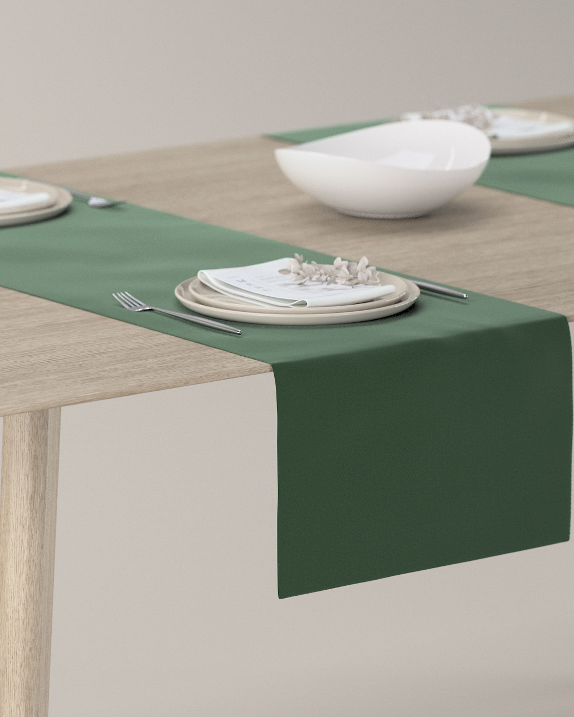 Traversa de masa culoare verde Țesătură gloss, catifea