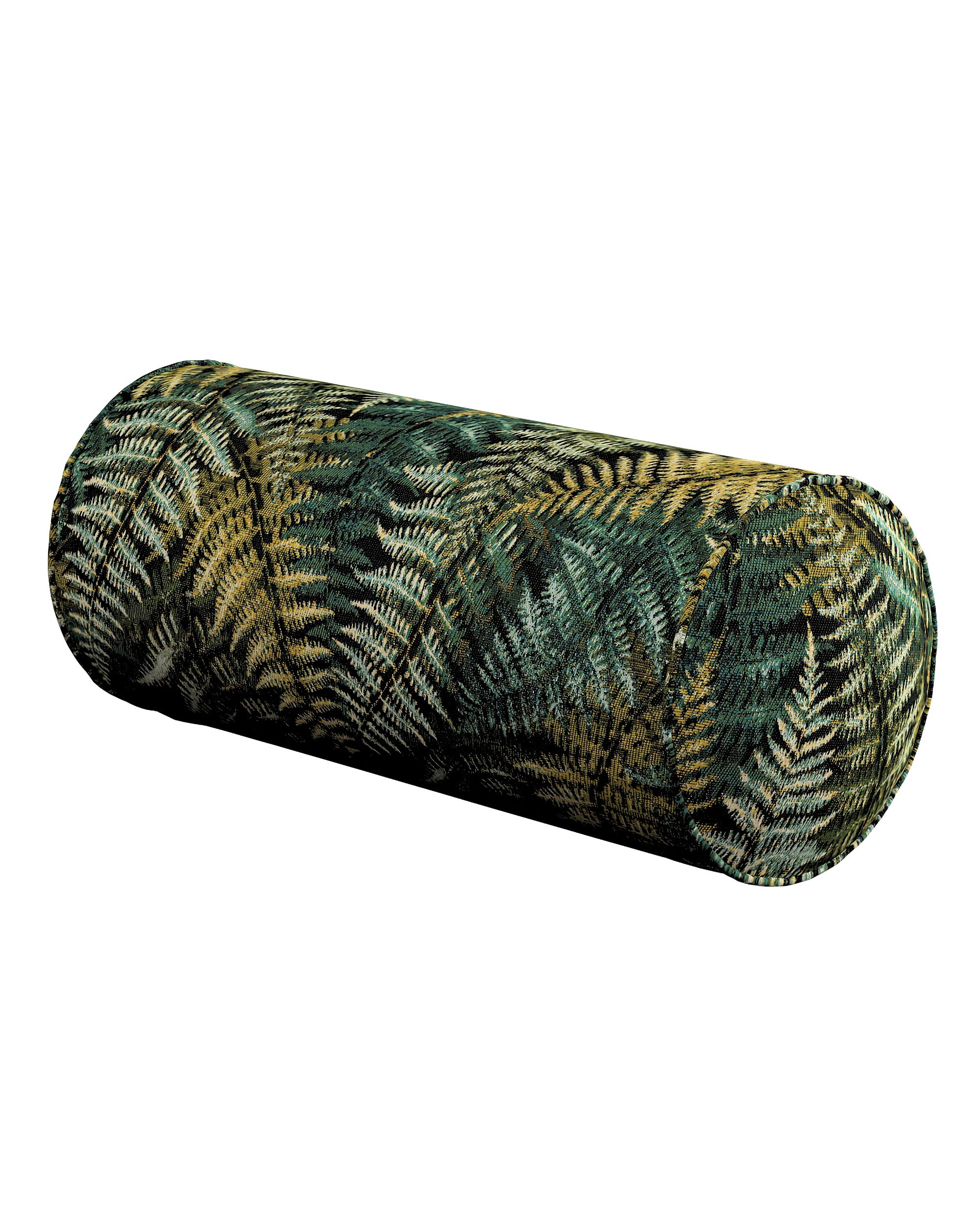 Pernă cilindrică simplă culoare verde Țesătură împletitură, cu model
