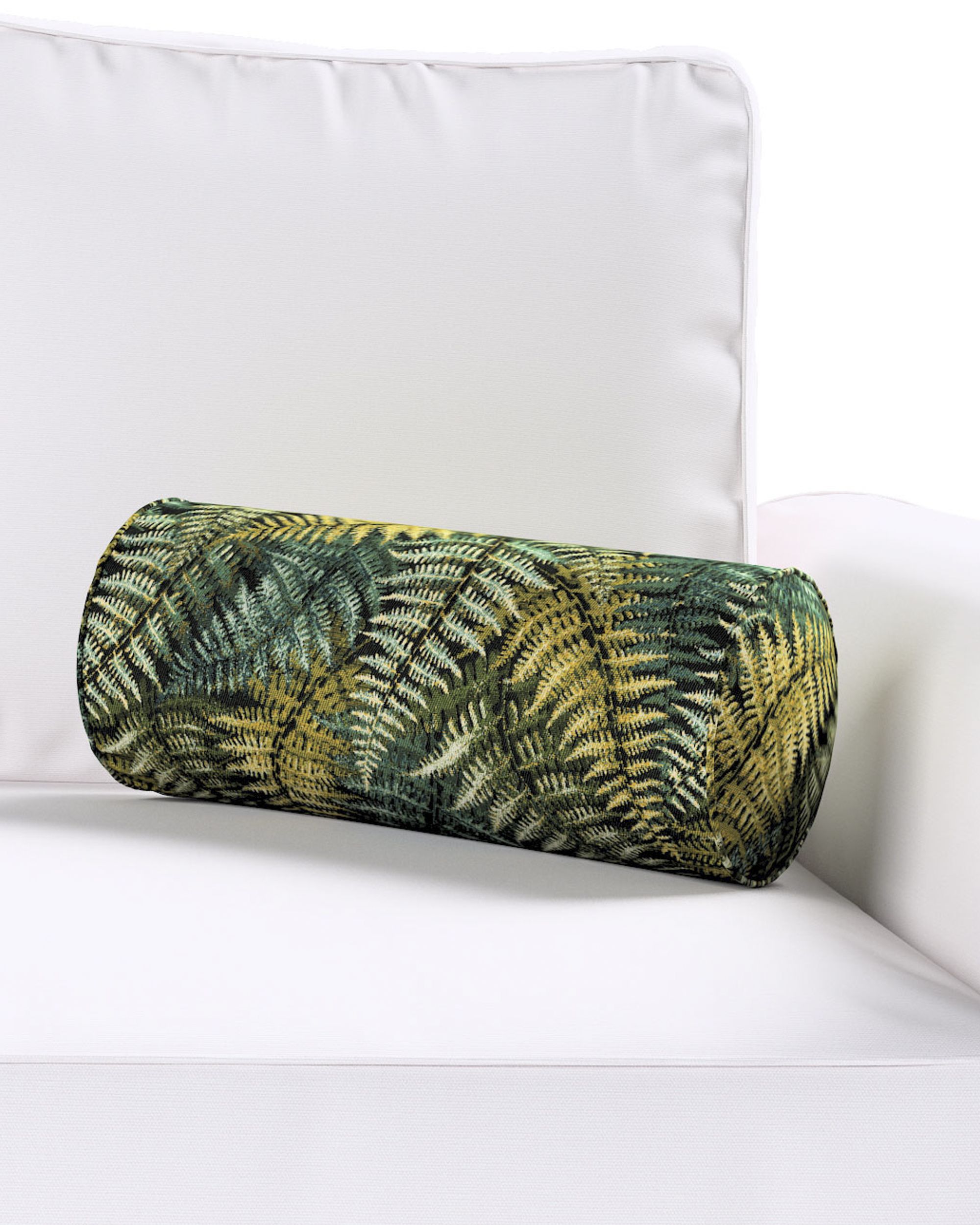 Pernă cilindrică simplă culoare verde Țesătură împletitură, cu model (hover)
