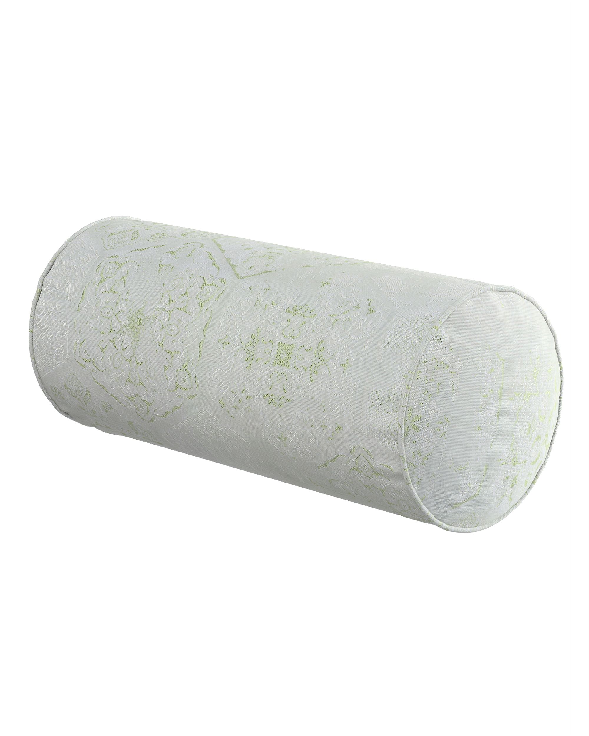 Pernă cilindrică simplă culoare verde Țesătură gloss, împletitură, cu model
