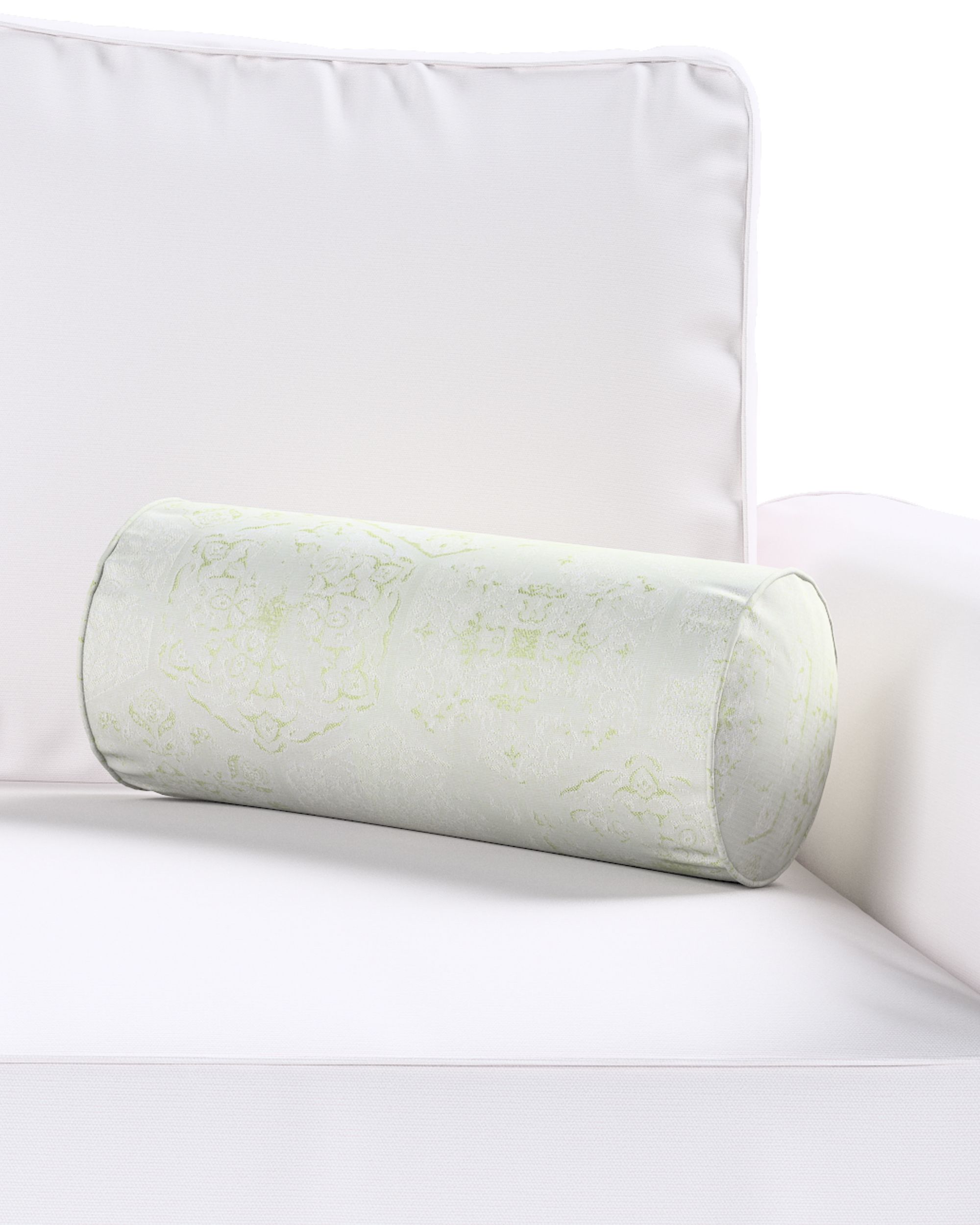 Pernă cilindrică simplă culoare verde Țesătură gloss, împletitură, cu model (hover)