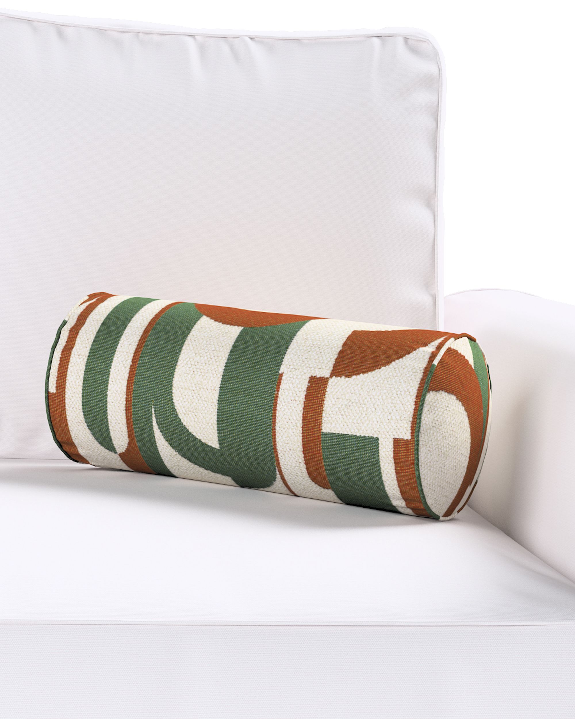Pernă cilindrică simplă culoare verde Țesătură împletitură, cu model (hover)
