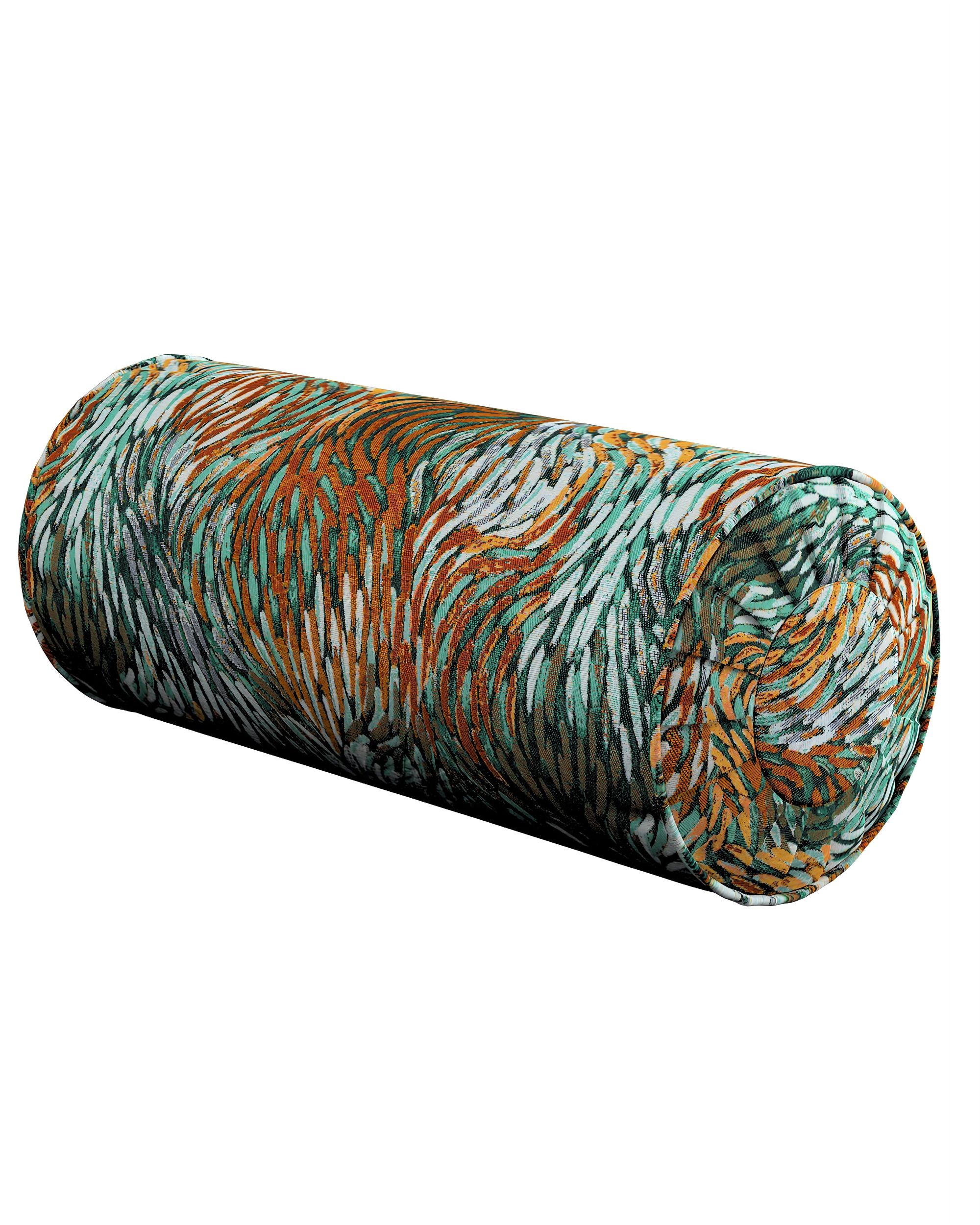 Pernă cilindrică cu pliuri culoare multicolor Țesătură împletitură, cu model