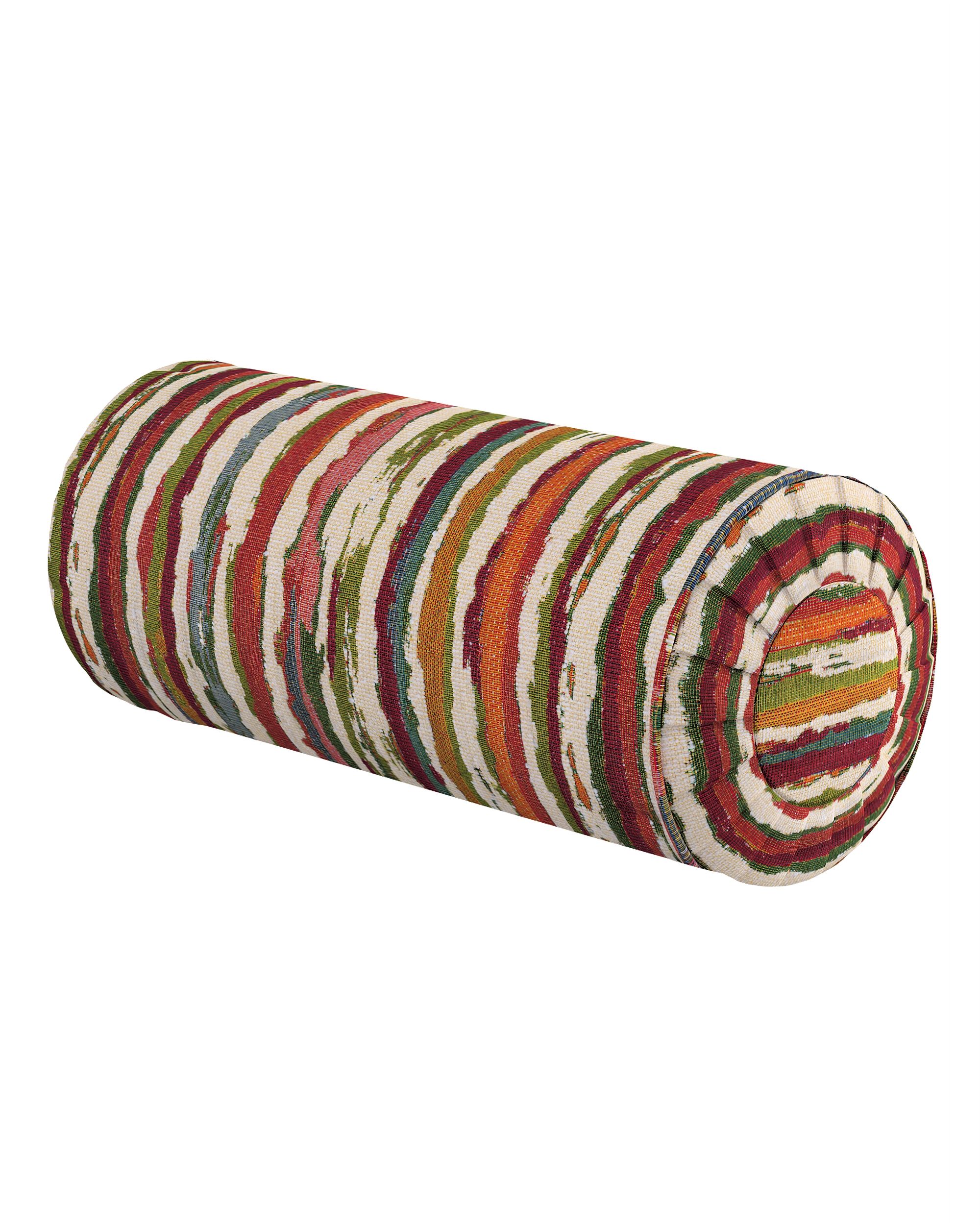 Pernă cilindrică cu pliuri culoare multicolor Țesătură împletitură, cu model