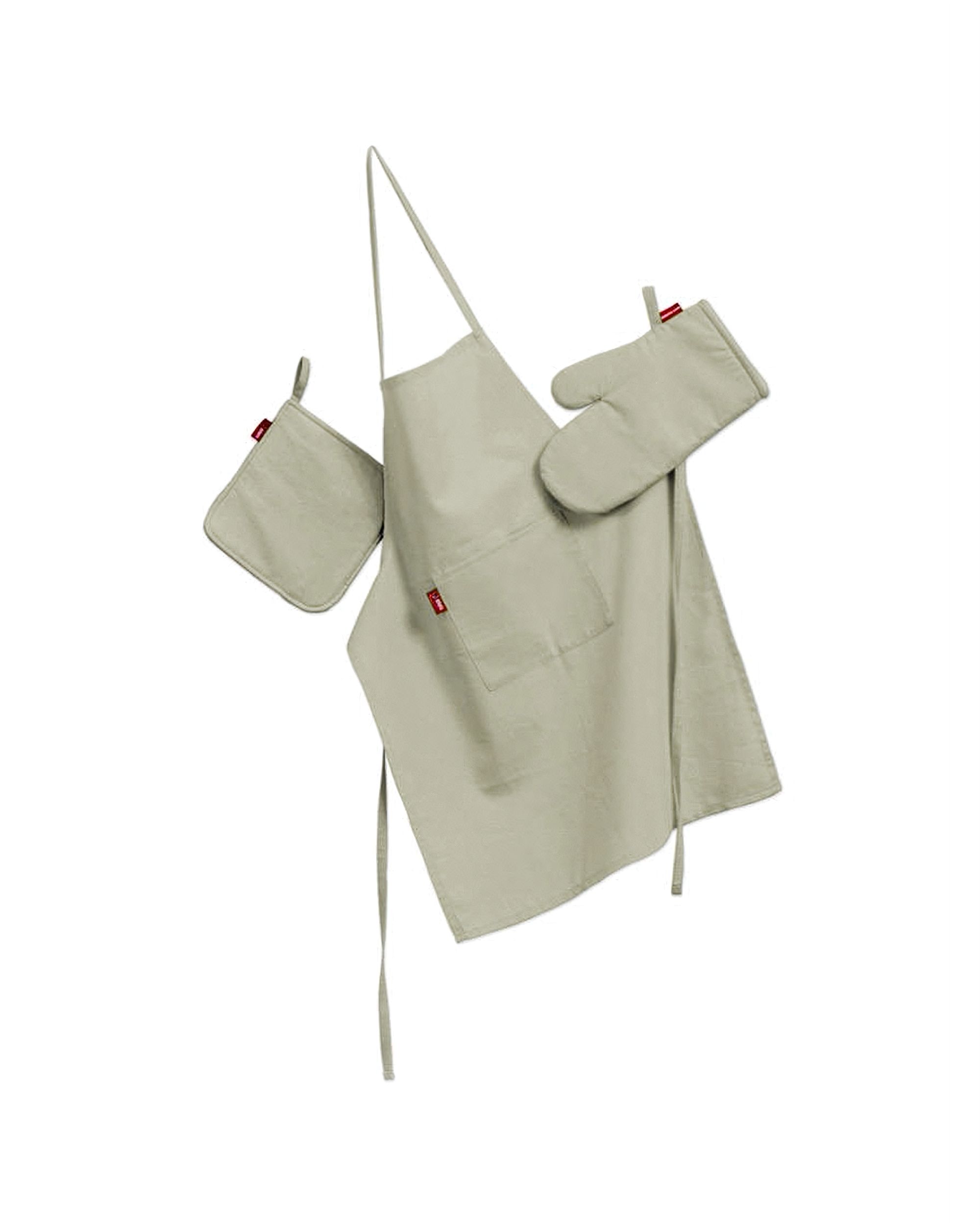 Set de textile pentru bucătărie: șorț, suport pentru oală și mănuși pentru cuptor culoare verde