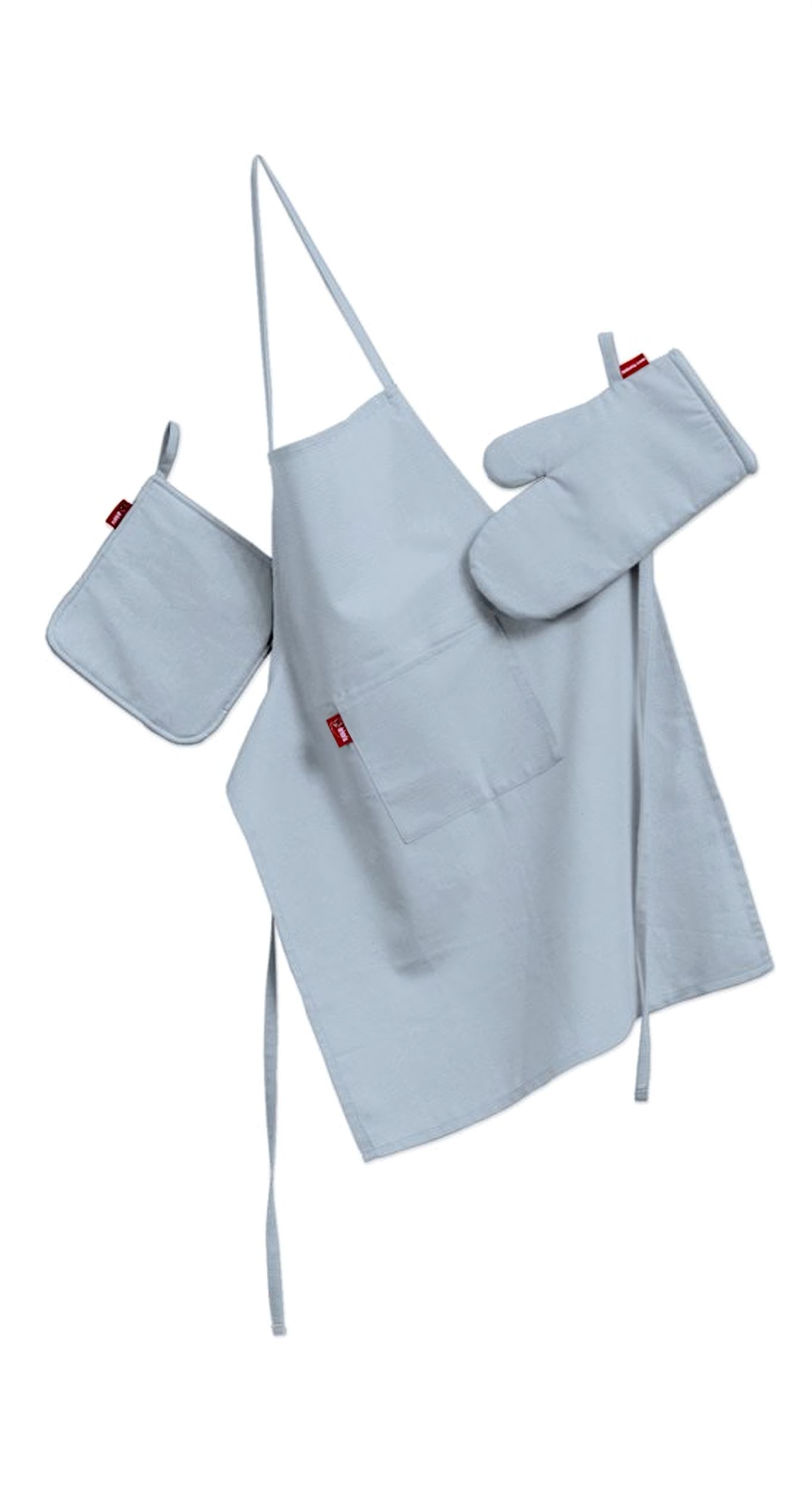 Set de textile pentru bucătărie: șorț, suport pentru oală și mănuși pentru cuptor culoare albastru