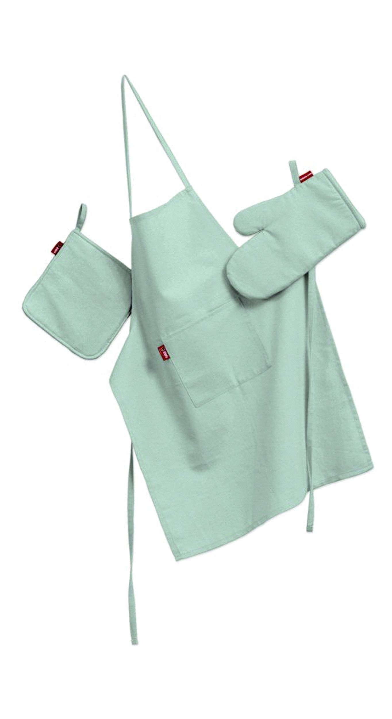 Set de textile pentru bucătărie: șorț, suport pentru oală și mănuși pentru cuptor culoare verde