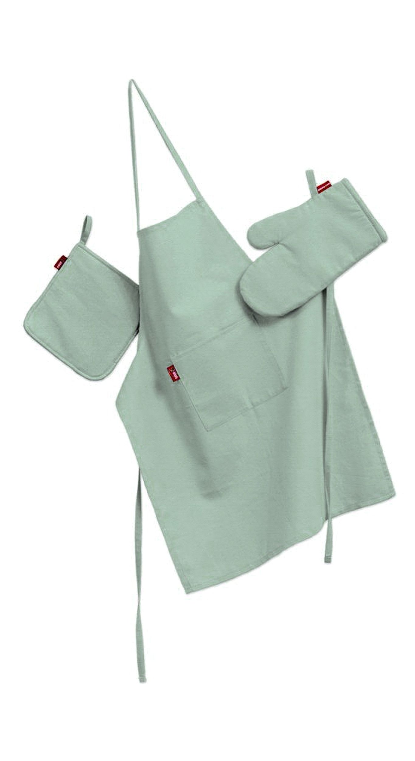 Set de textile pentru bucătărie: șorț, suport pentru oală și mănuși pentru cuptor culoare verde