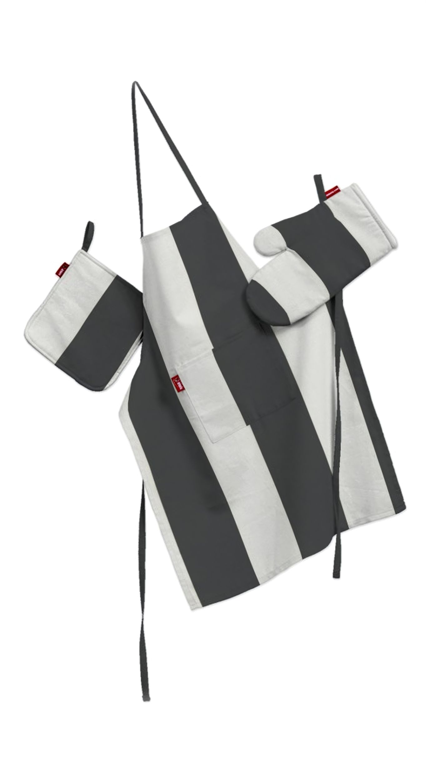 Set de textile pentru bucătărie: șorț, suport pentru oală și mănuși pentru cuptor culoare negru Țesătură cu model