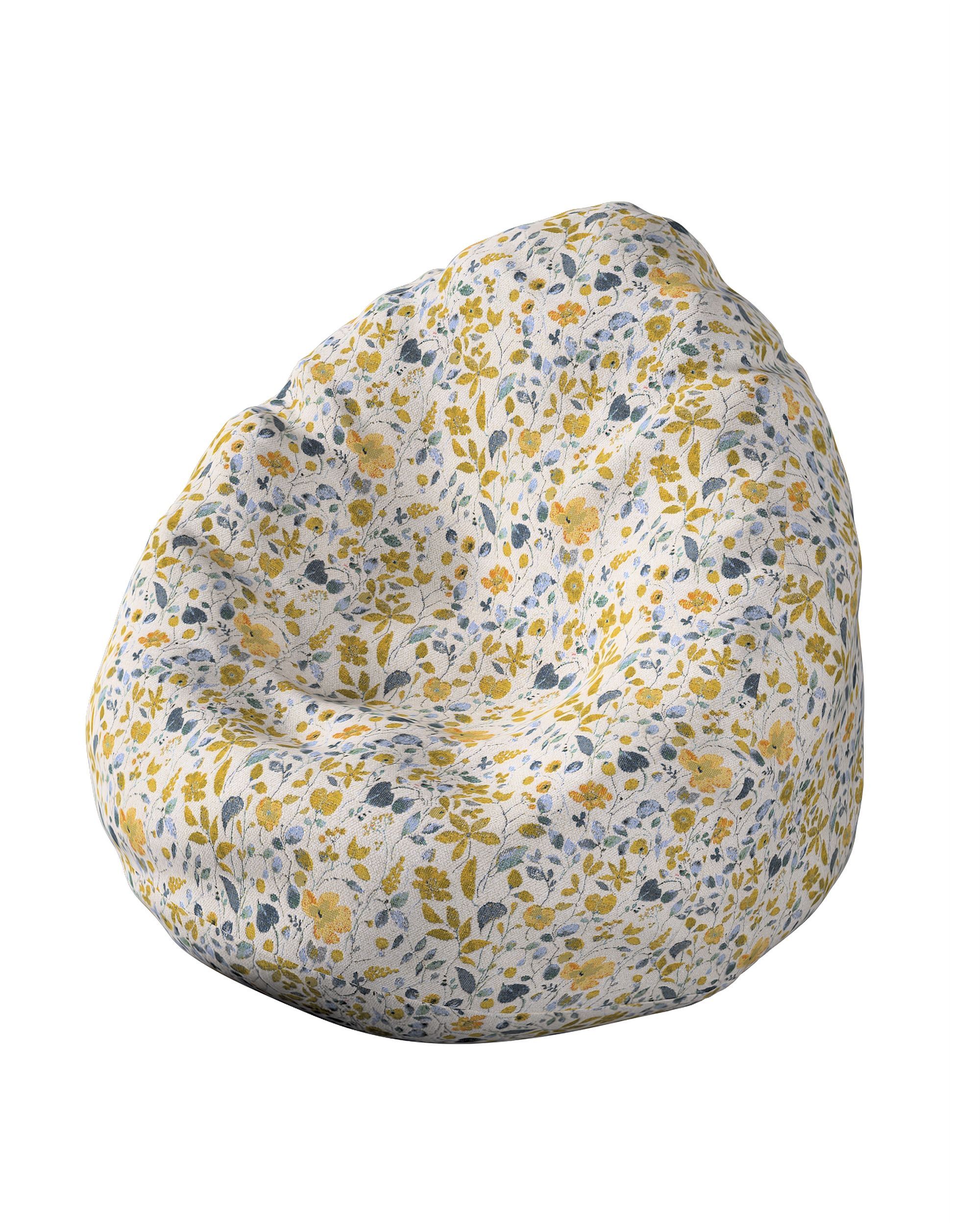Husa tip Beanbag culoare galben Țesătură împletitură, cu model