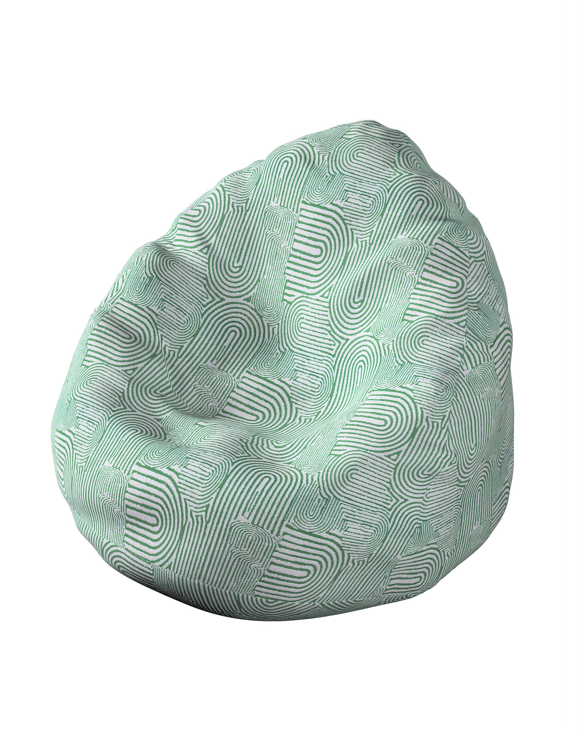 Husa tip Beanbag culoare verde Țesătură împletitură, cu model