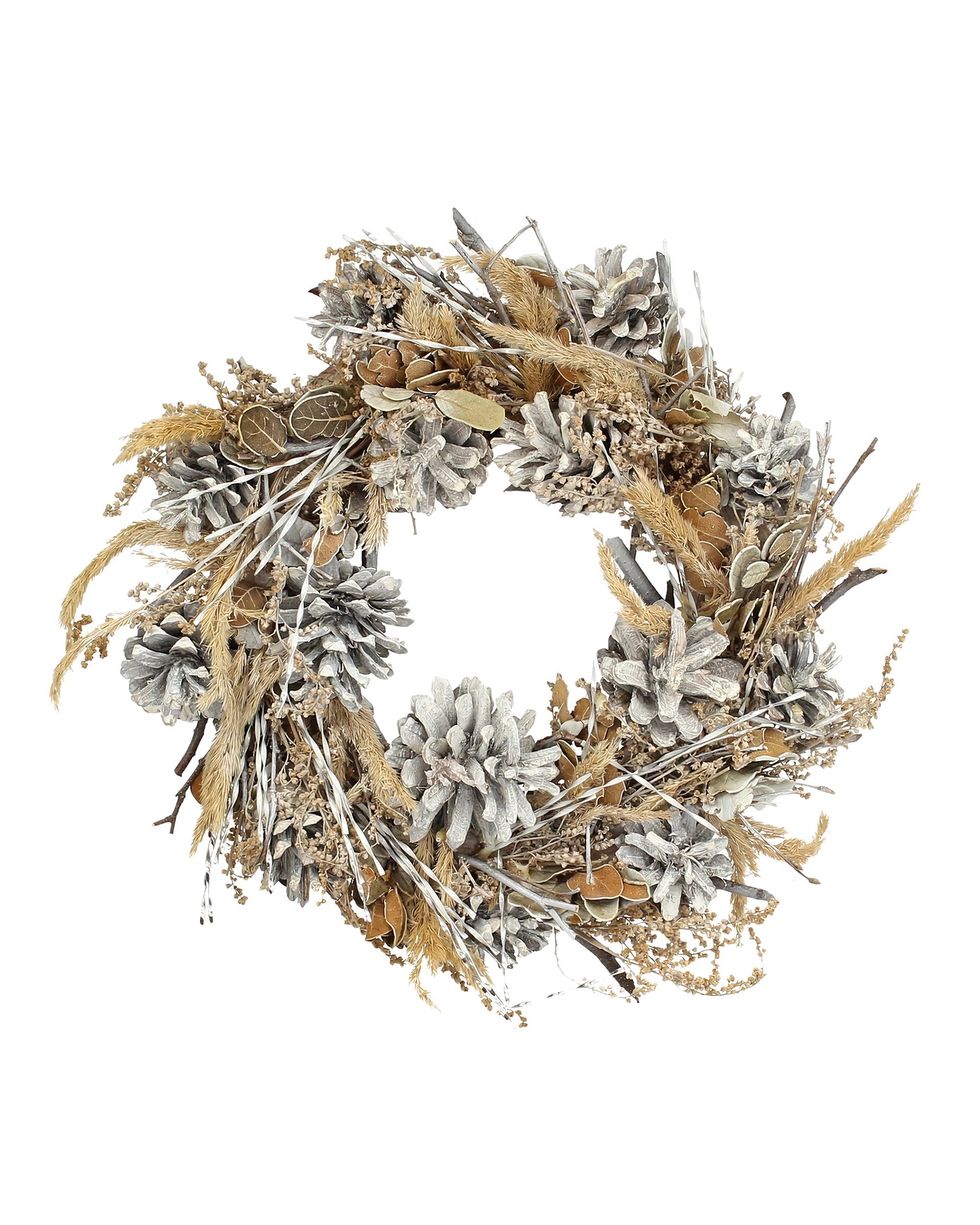 Decoratiune coronita Winter Cone ⌀30cm bej